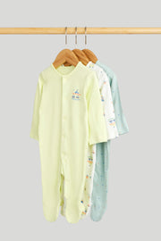 Boys Multi Cotton Regular Fit 3-Pack Carnival Sleepsuits