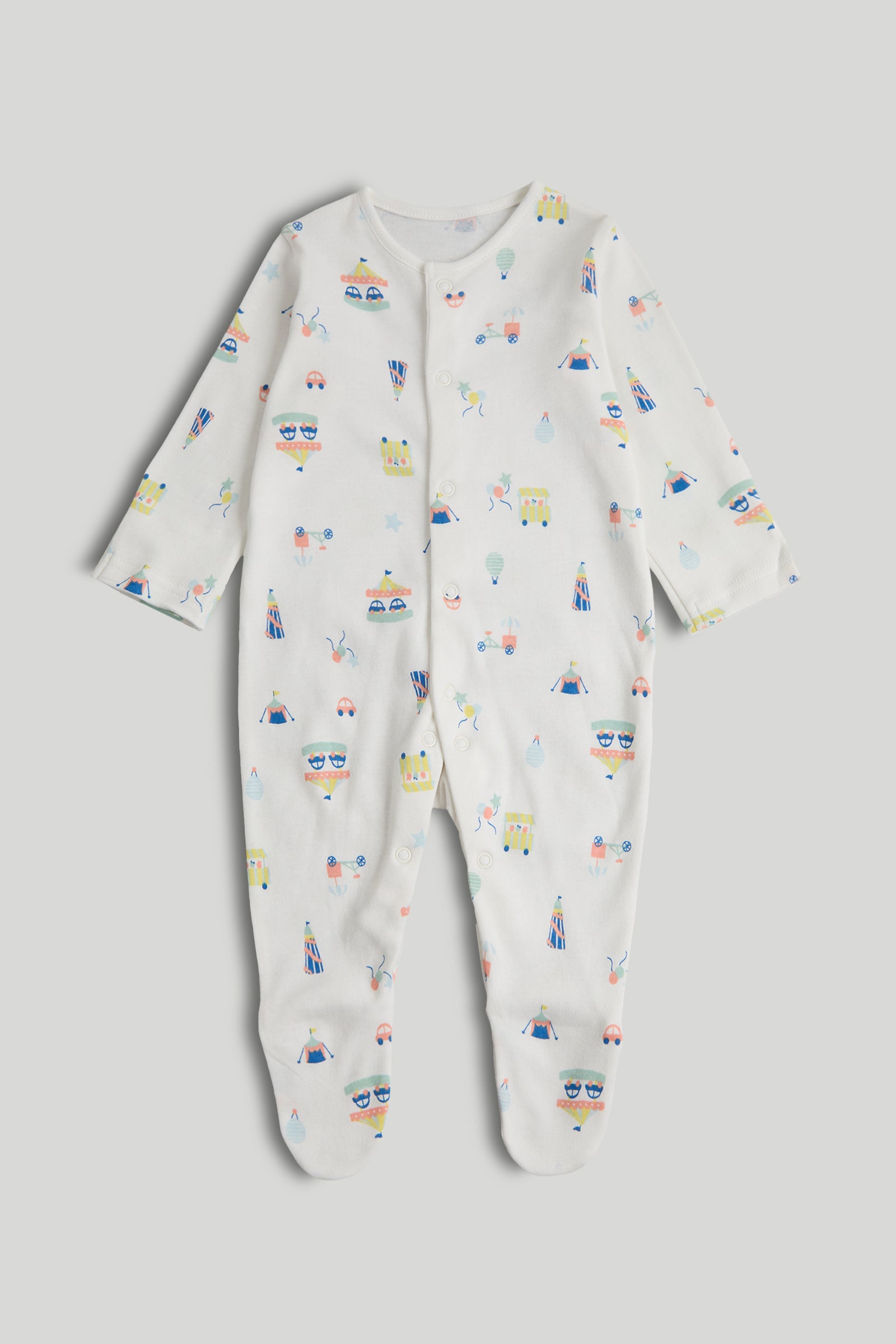 Boys Multi Cotton Regular Fit 3-Pack Carnival Sleepsuits
