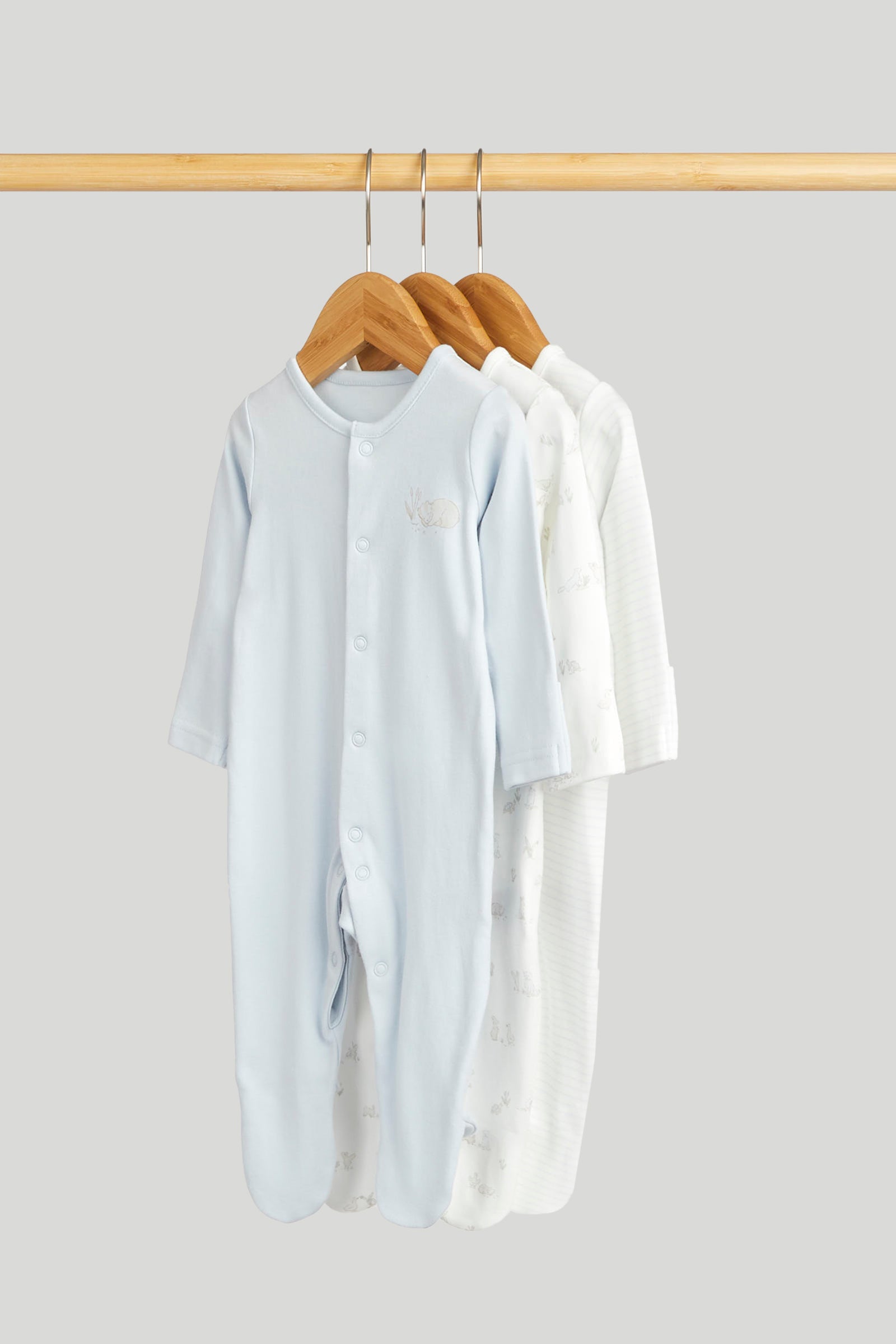 Boys Multi Solid Cotton Regular Fit 3-Pack Sleepsuits