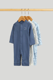 Boys Multi Printed Cotton Regular Fit 3-Pack Footless Sleepsuits