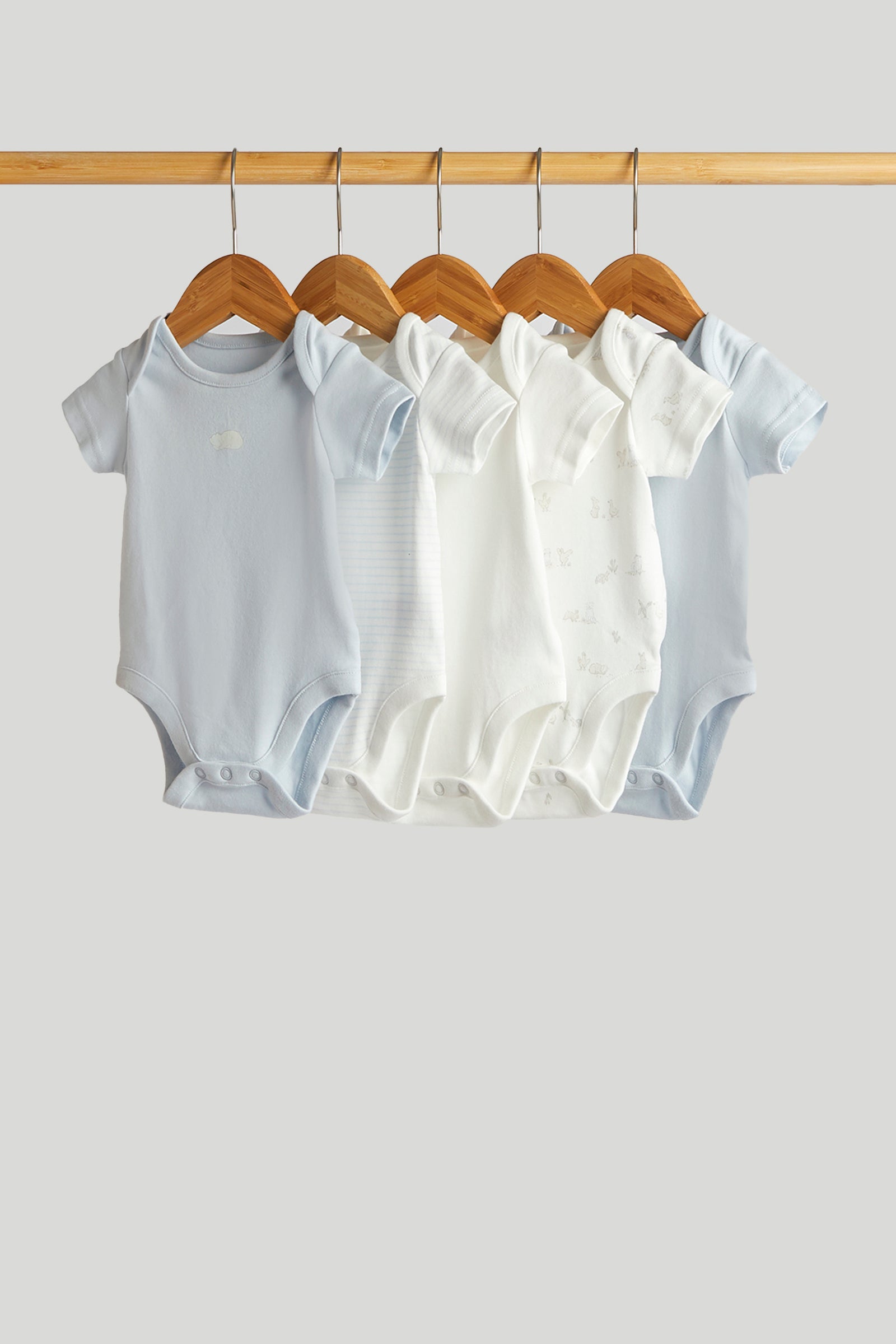 Boys Multi Solid Cotton Regular Fit 5-Pack Short Sleeve Bodysuits