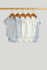 Boys Multi Solid Cotton Regular Fit 5-Pack Short Sleeve Bodysuits