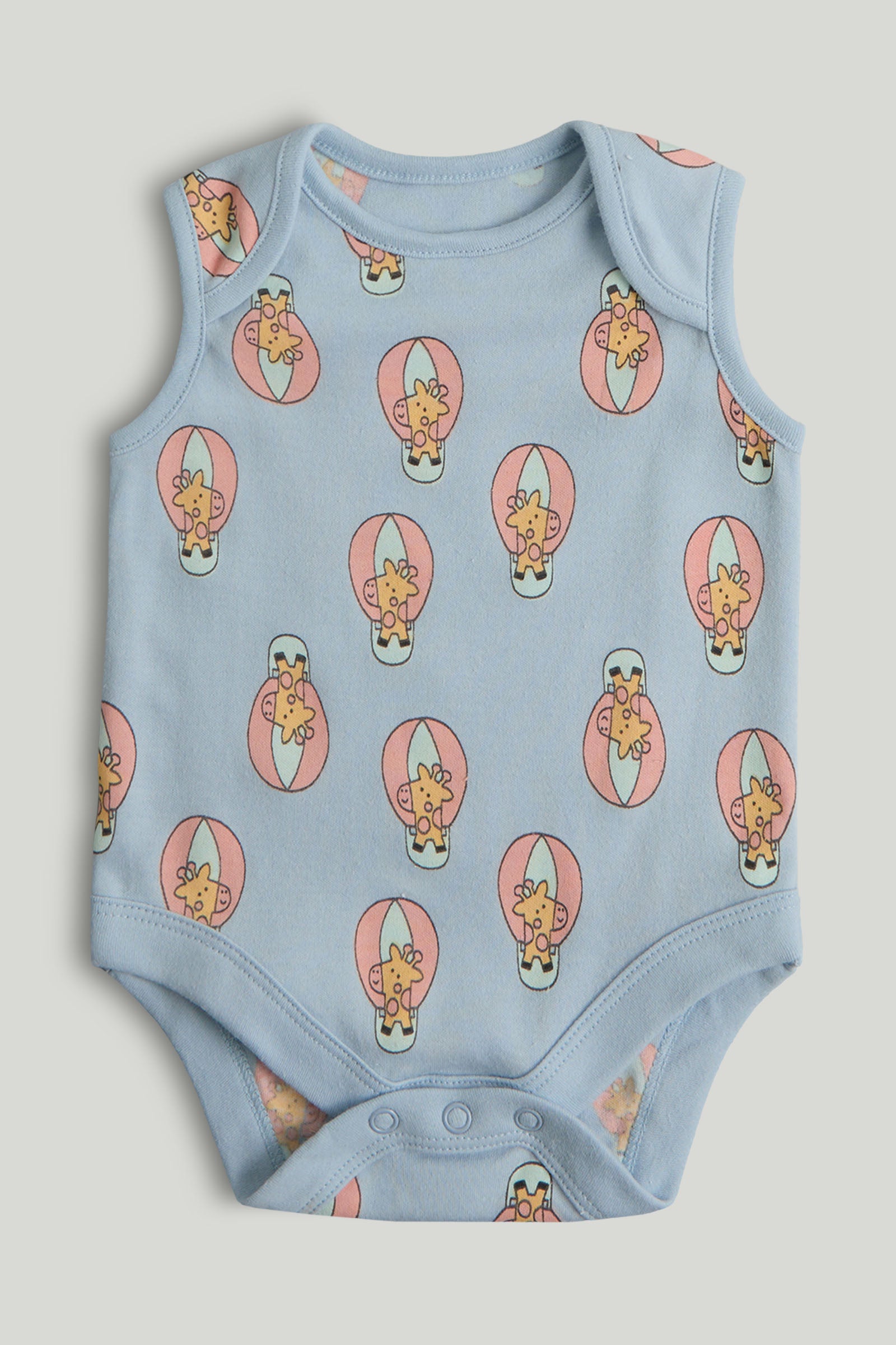 Boys Multi Cartoon Print Cotton Regular Fit 5-Pack Sleeveless Bodysuits