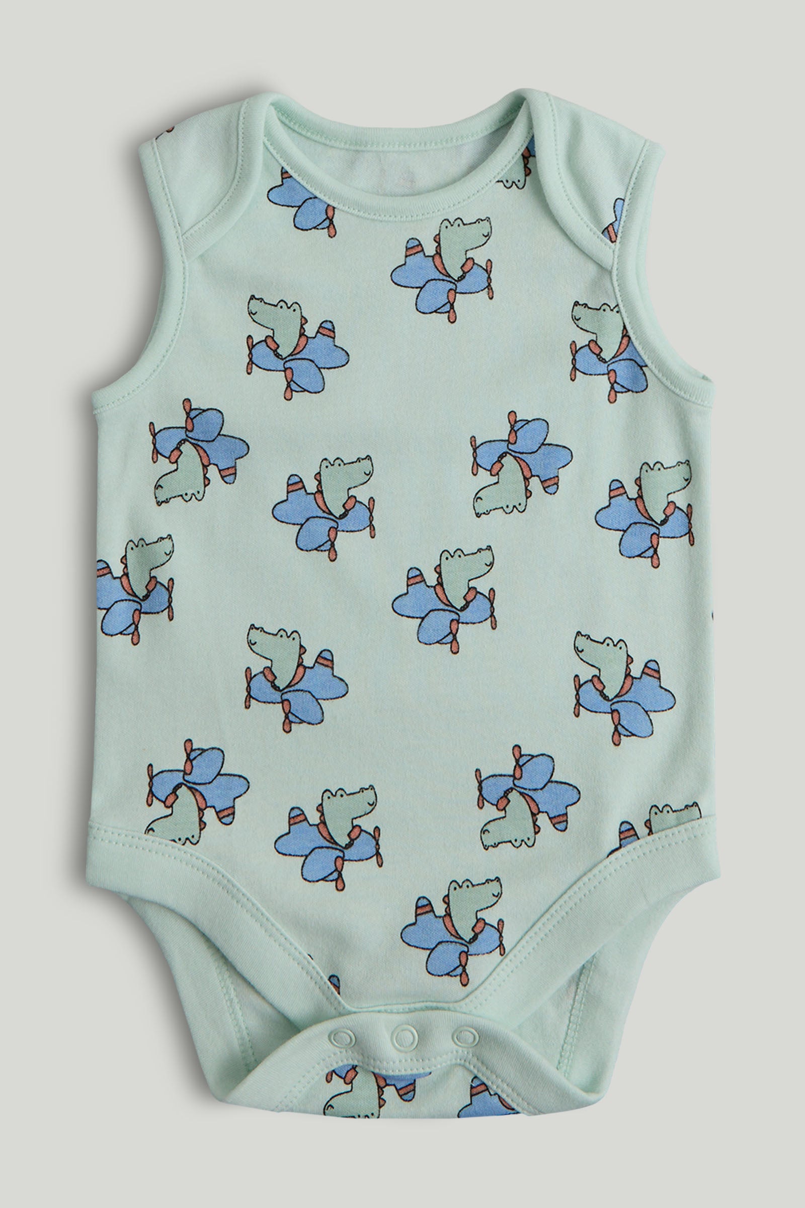 Boys Multi Cartoon Print Cotton Regular Fit 5-Pack Sleeveless Bodysuits