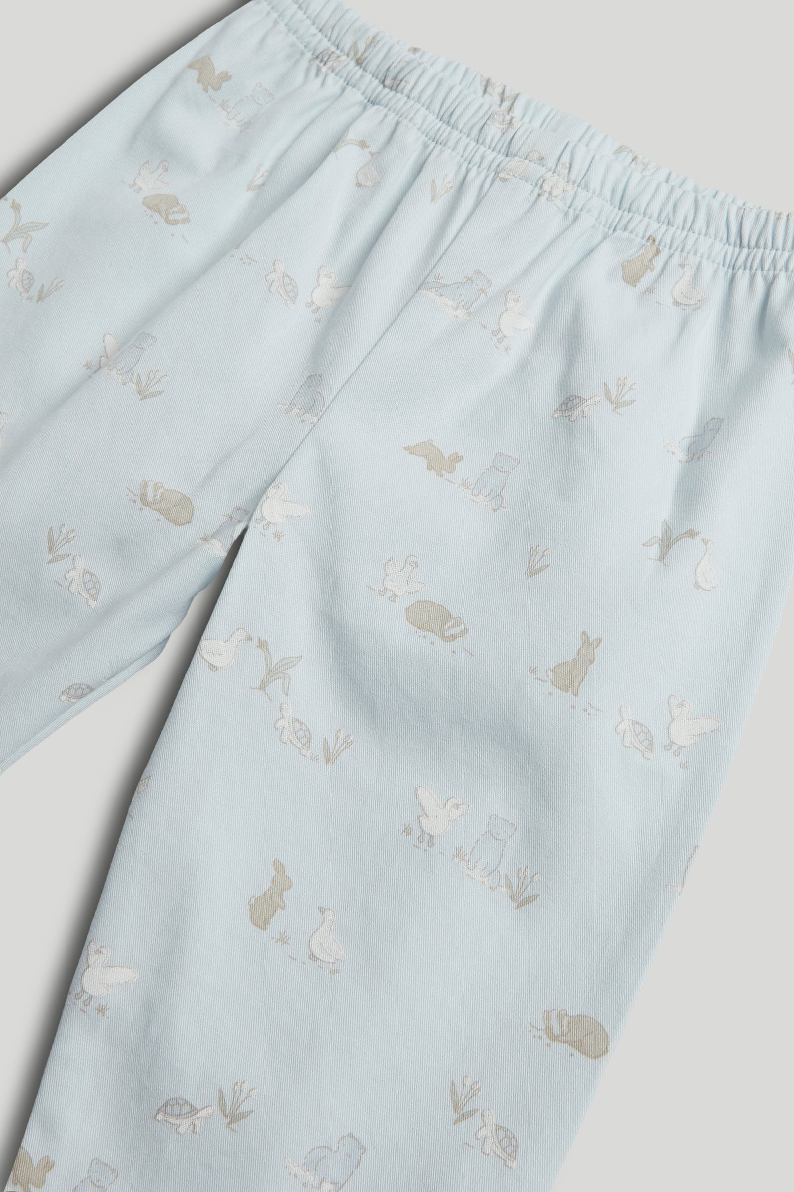 Boys Light Blue Printed Cotton Woven Regular Fit Long Sleeve Pyjama Set
