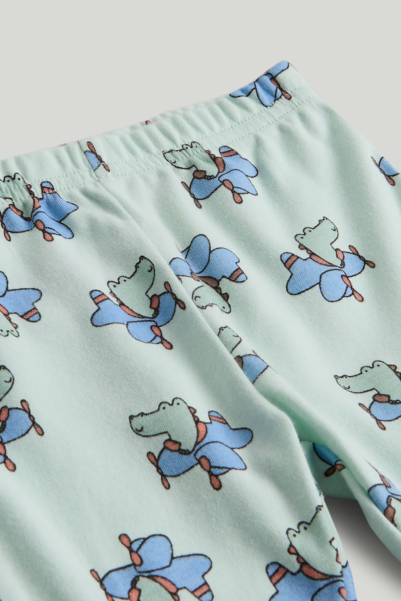 Boys Light Green Cartoon Print Cotton Regular Fit 3-Piece Set