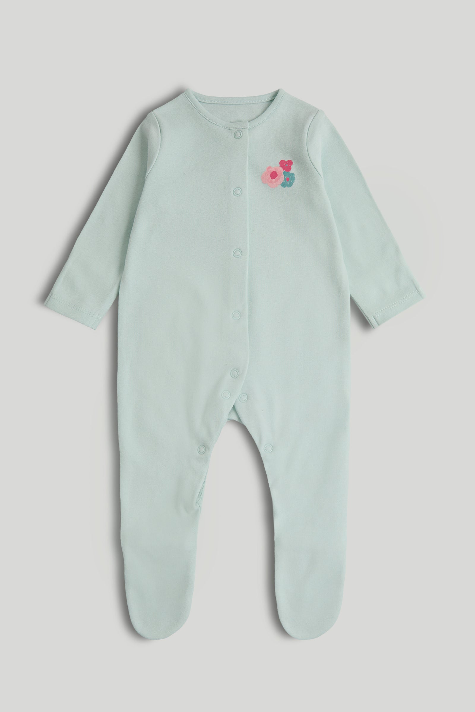 Girls Multi Inky Floral Print Cotton Regular Fit 3-Pack Sleepsuits