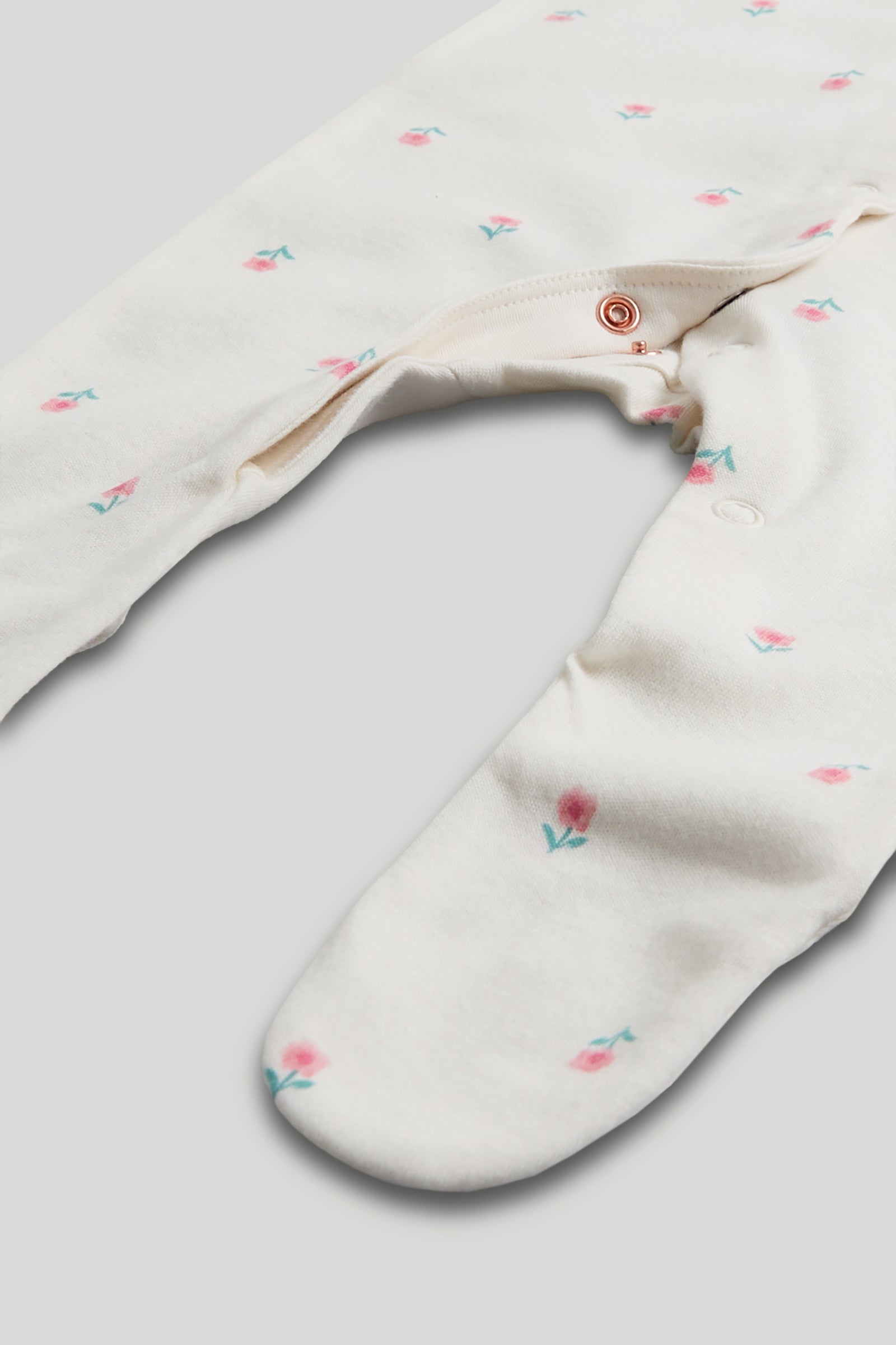 Girls Multi Inky Floral Print Cotton Regular Fit 3-Pack Sleepsuits