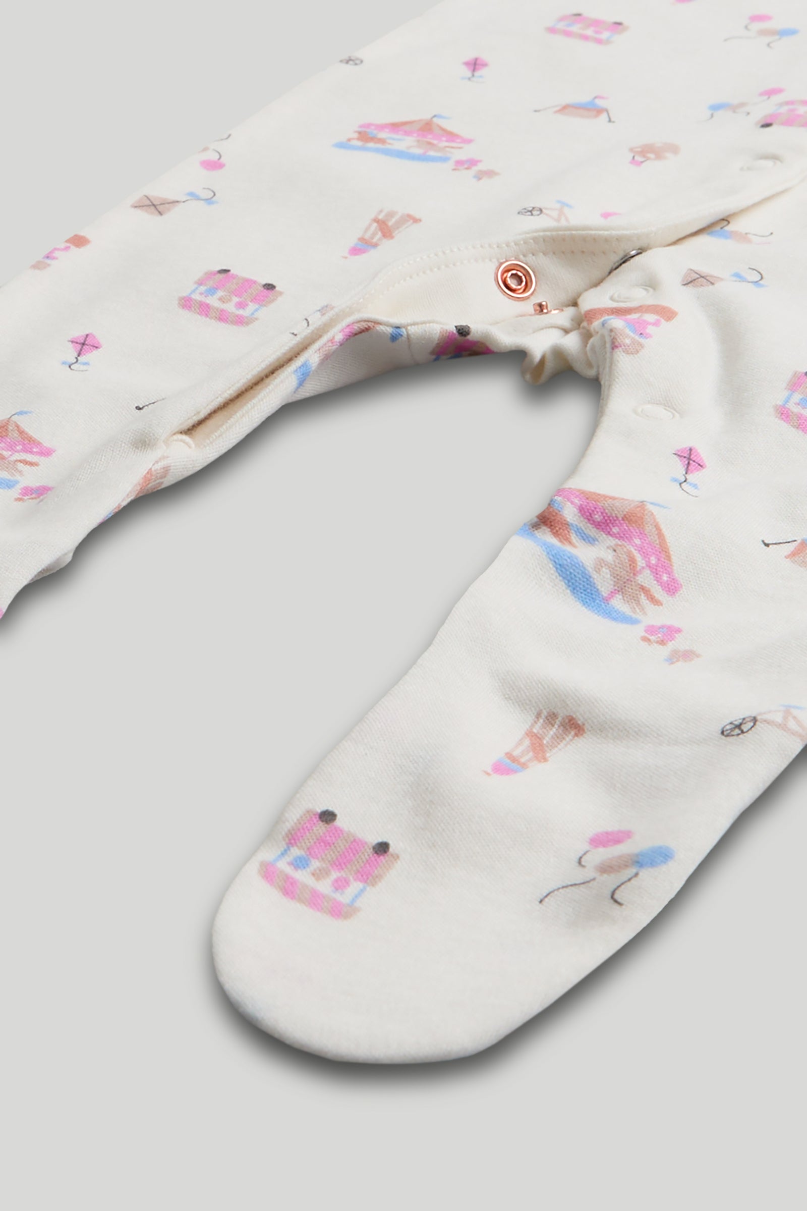 Girls Multi Carnival Print Cotton Regular Fit 3-Pack Sleepsuits