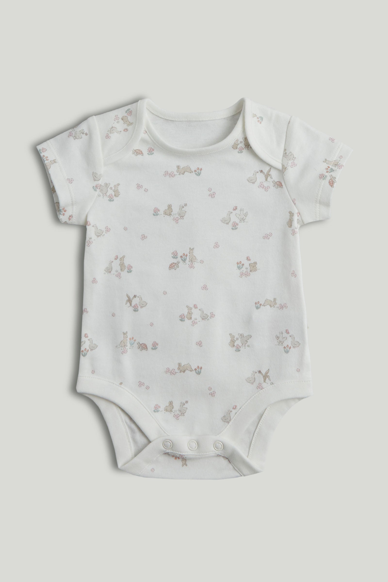 Girls Multi Print Cotton Regular Fit 5-Pack Short Sleeve Bodysuits