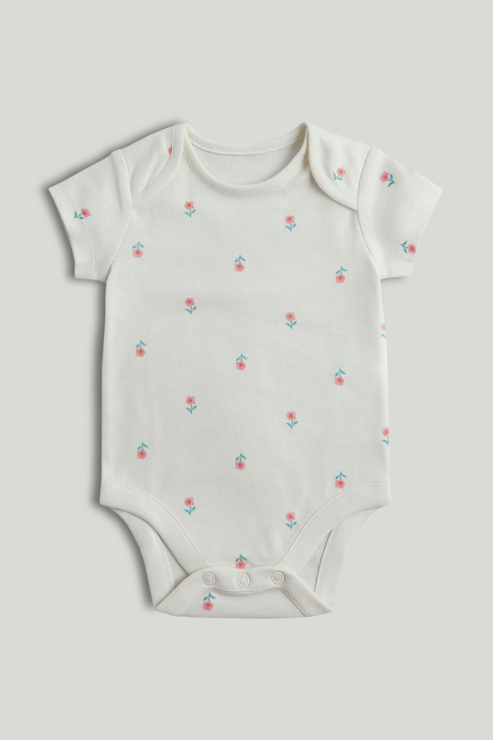 Girls Multi Inky Floral Print Cotton Regular Fit 5-Pack Short Sleeve Bodysuits