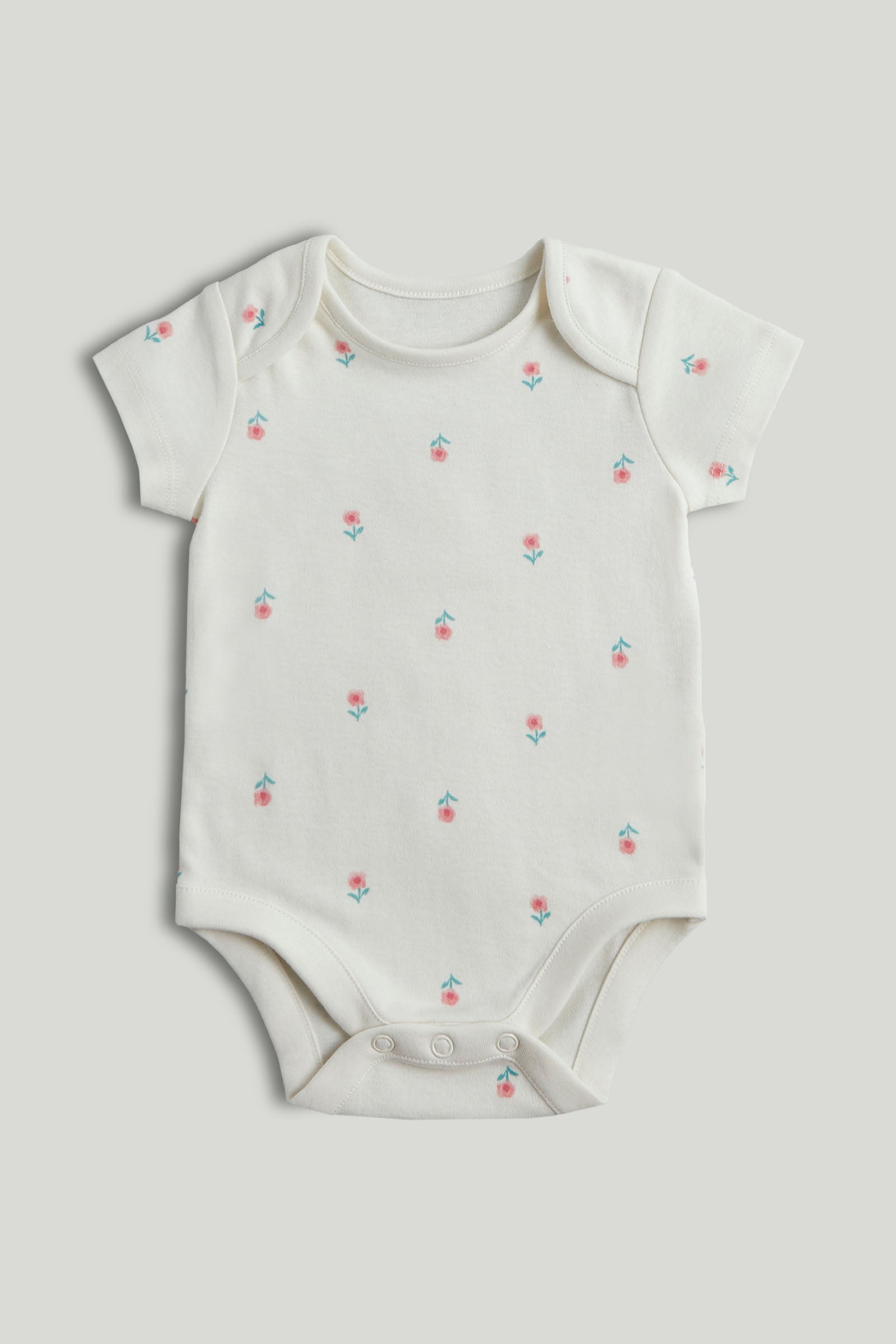 Girls Multi Inky Floral Print Cotton Regular Fit 5-Pack Short Sleeve Bodysuits