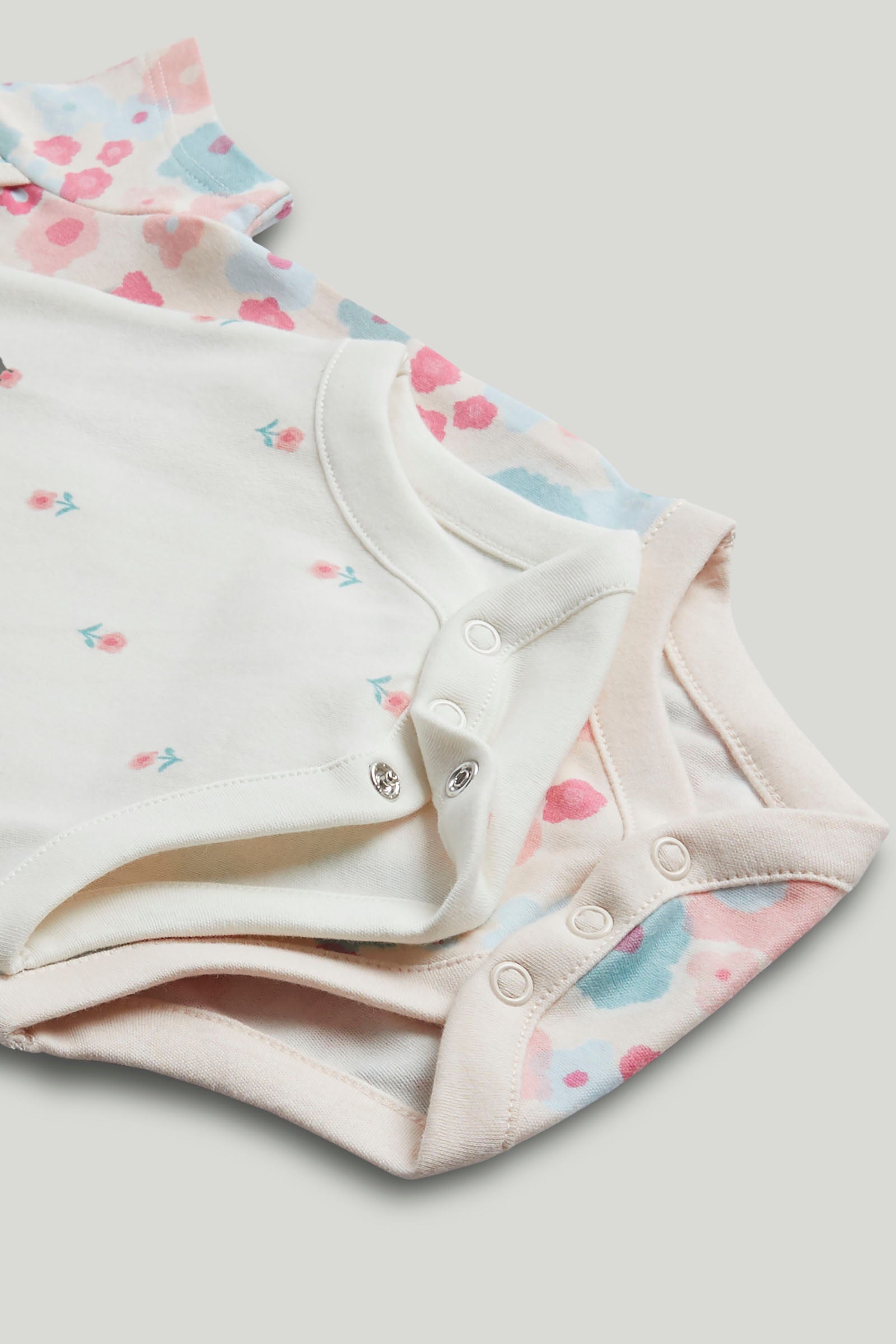 Girls Multi Inky Floral Print Cotton Regular Fit 5-Pack Short Sleeve Bodysuits