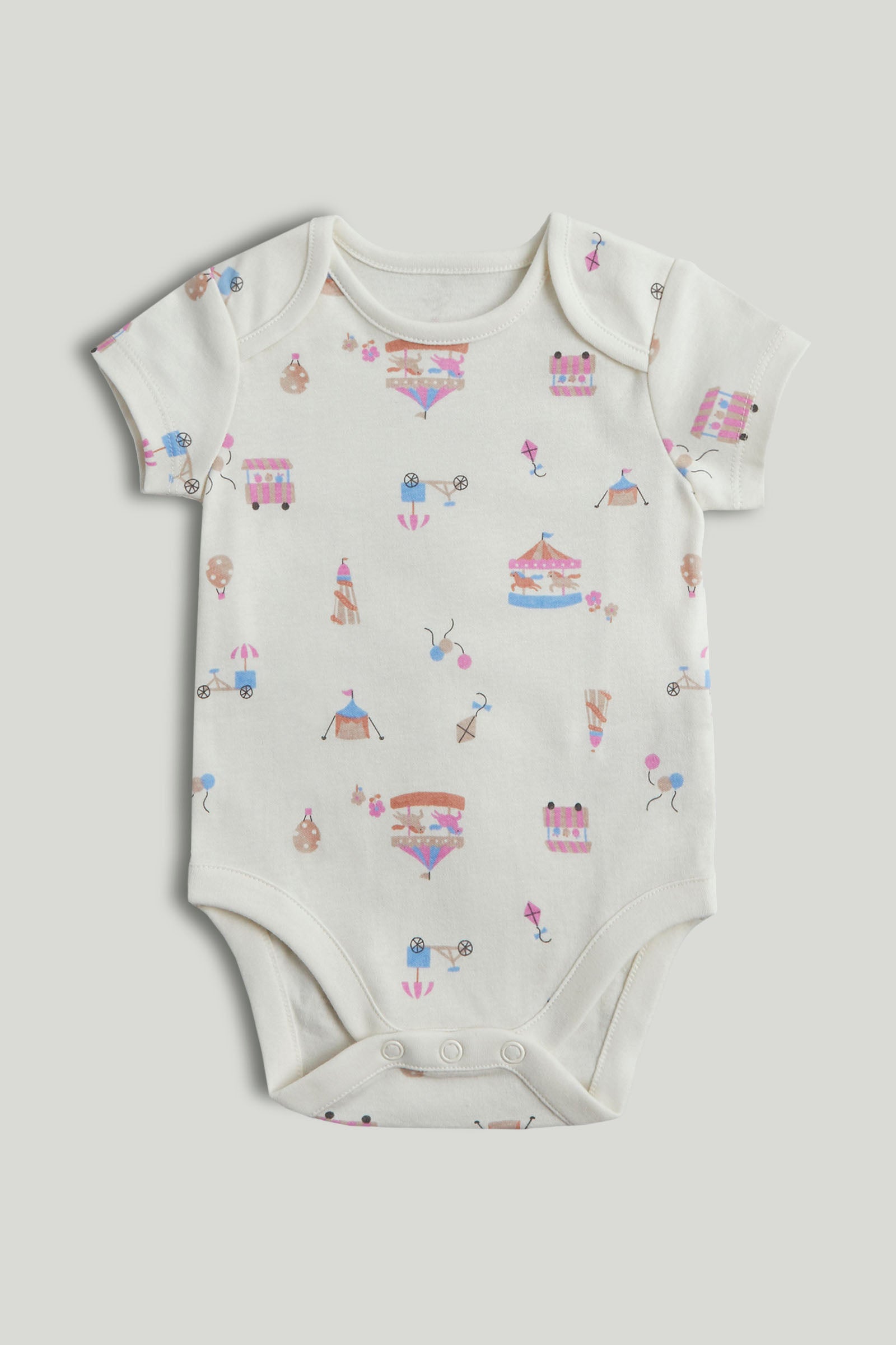 Girls Multi Solid Cotton Blend Regular Fit 5-Pack Short Sleeve Bodysuits