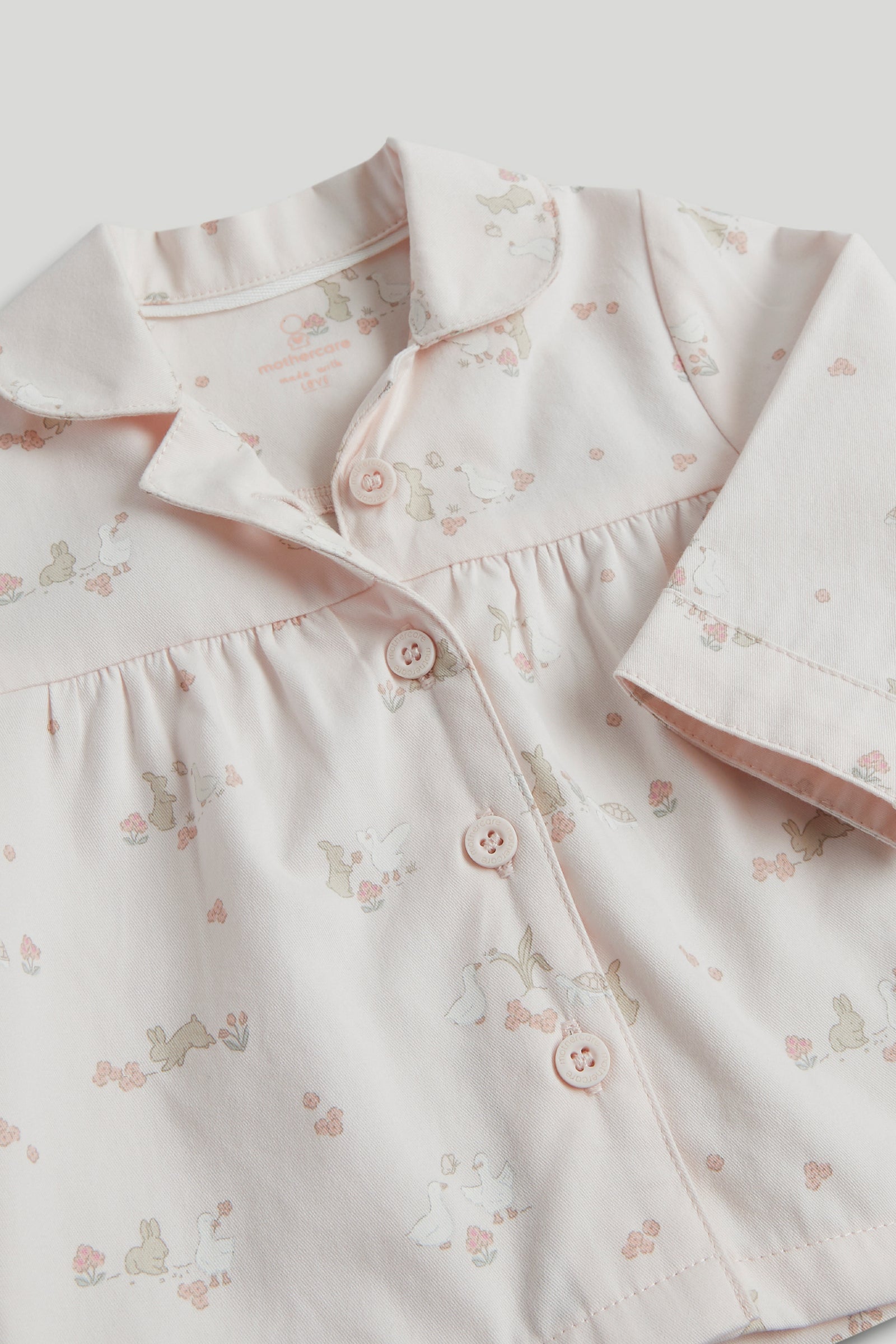 Girls Light Pink Printed Cotton Woven Regular Fit Long Sleeve Pyjama Set