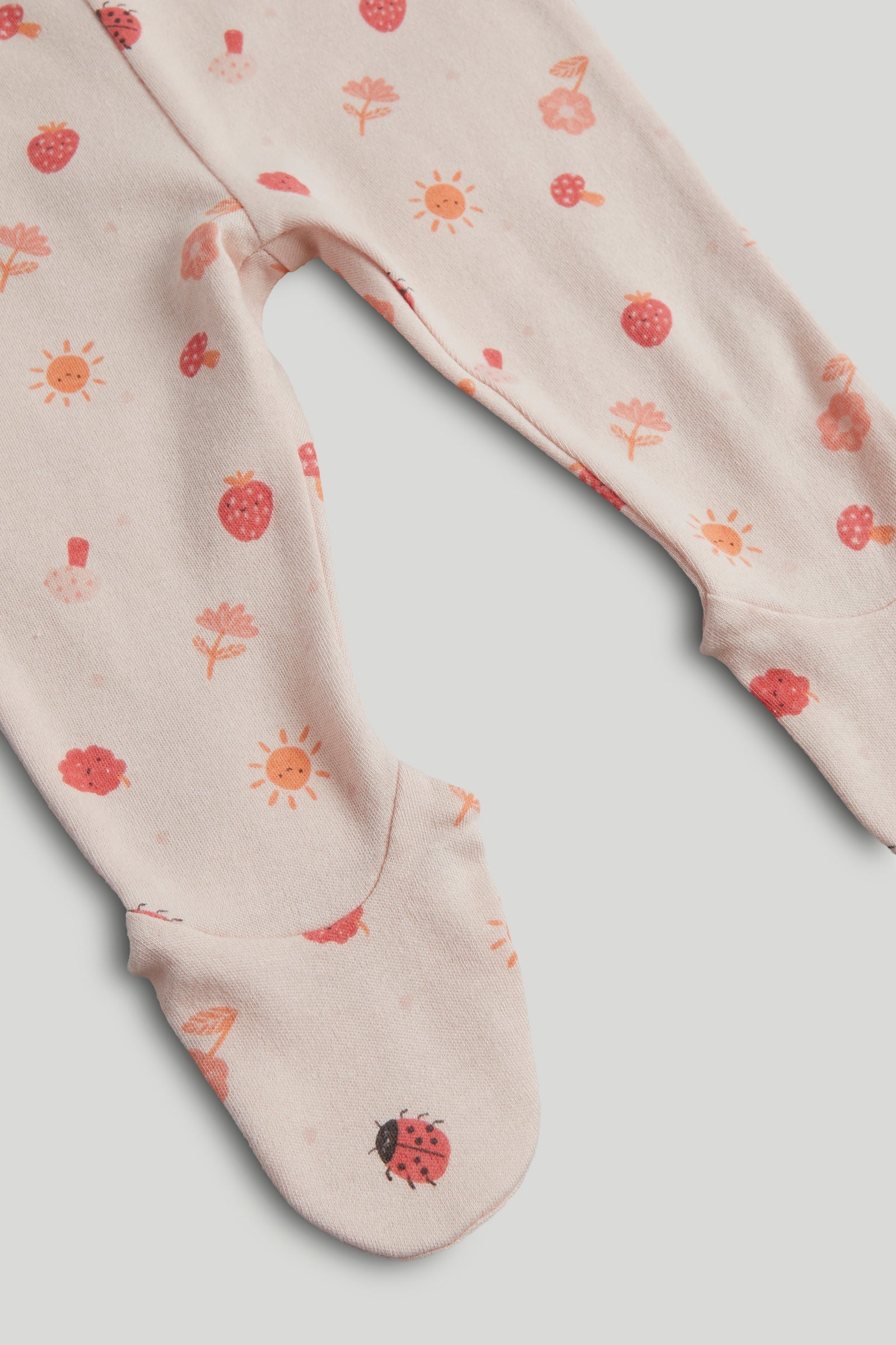 Girls Light Pink Strawberry Print Cotton Regular Fit 3-Piece Set