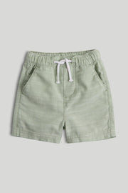 Boys Green Cotton Woven Regular Fit Casual Shorts