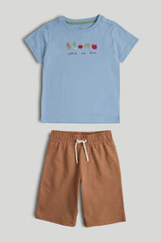 Boys Multi Printed Cotton T-Shirt & Shorts Set