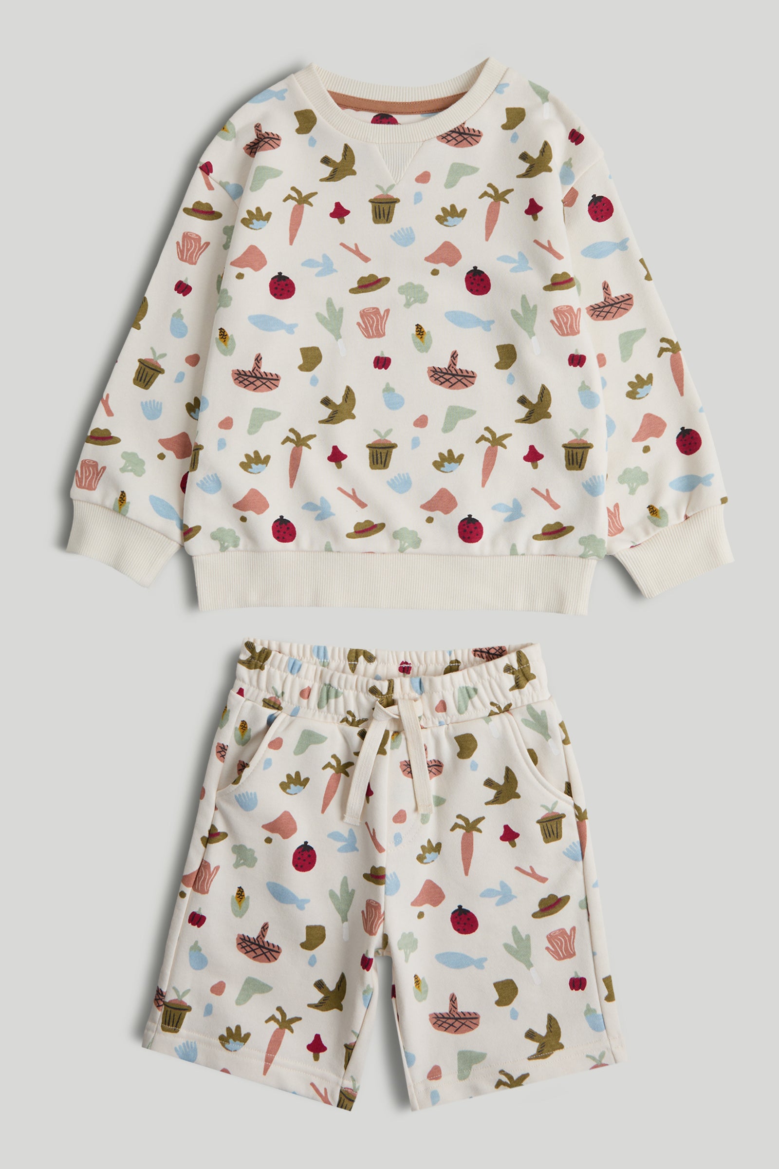 Boys Multi Printed Sweatshirt & Shorts Cotton Blend Set