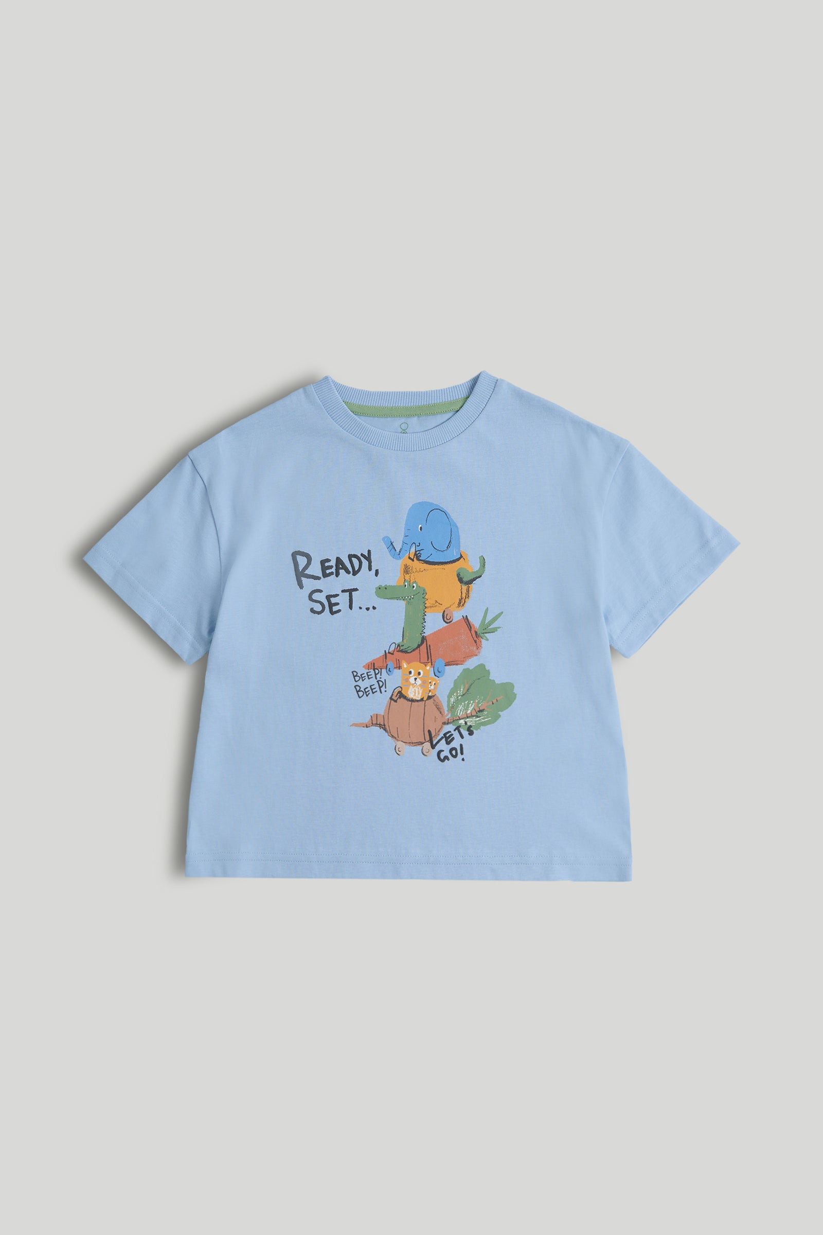 Boys Blue Vehicle Print Cotton Regular Fit Casual T-Shirt