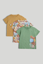 Boys Multi Color Printed Cotton Regular Fit 3-Pack T-Shirts