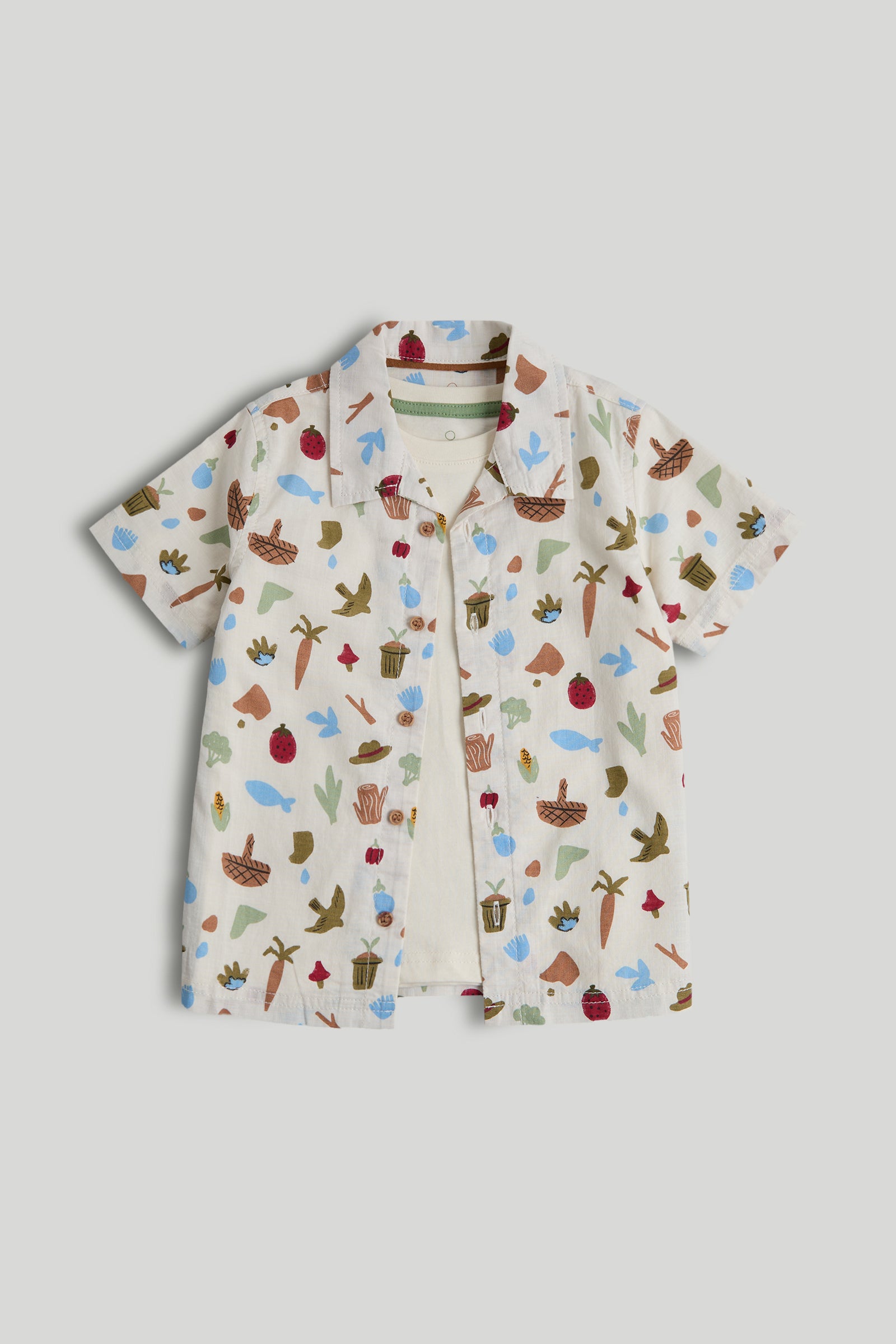 Boys Multi Printed Cotton Shirt & T-Shirt Set