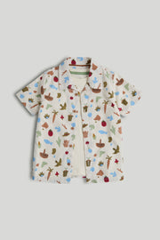Boys Multi Printed Cotton Shirt & T-Shirt Set