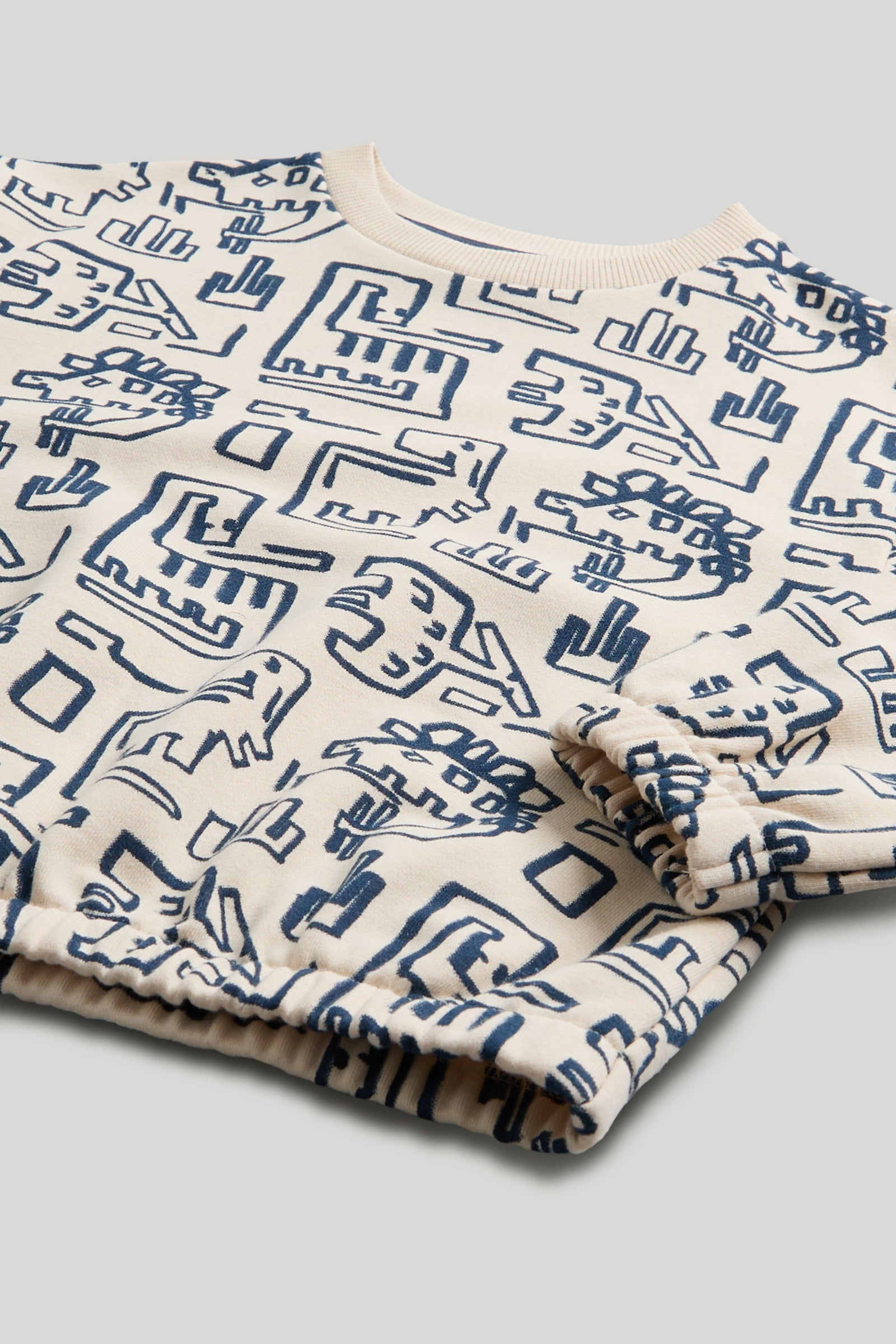 Boys Cream Printed Sweatshirt & Shorts Cotton Blend Set