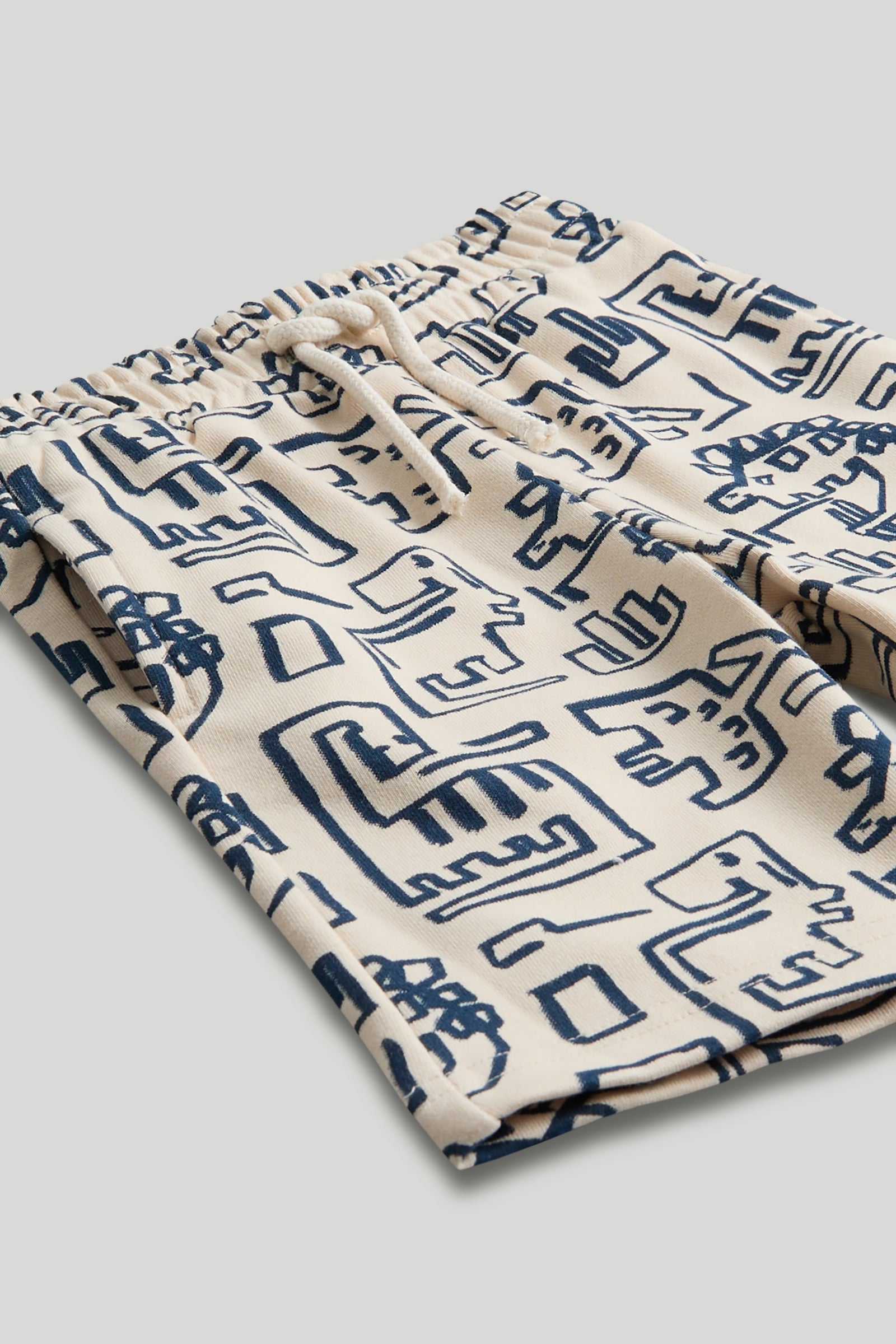 Boys Cream Printed Sweatshirt & Shorts Cotton Blend Set