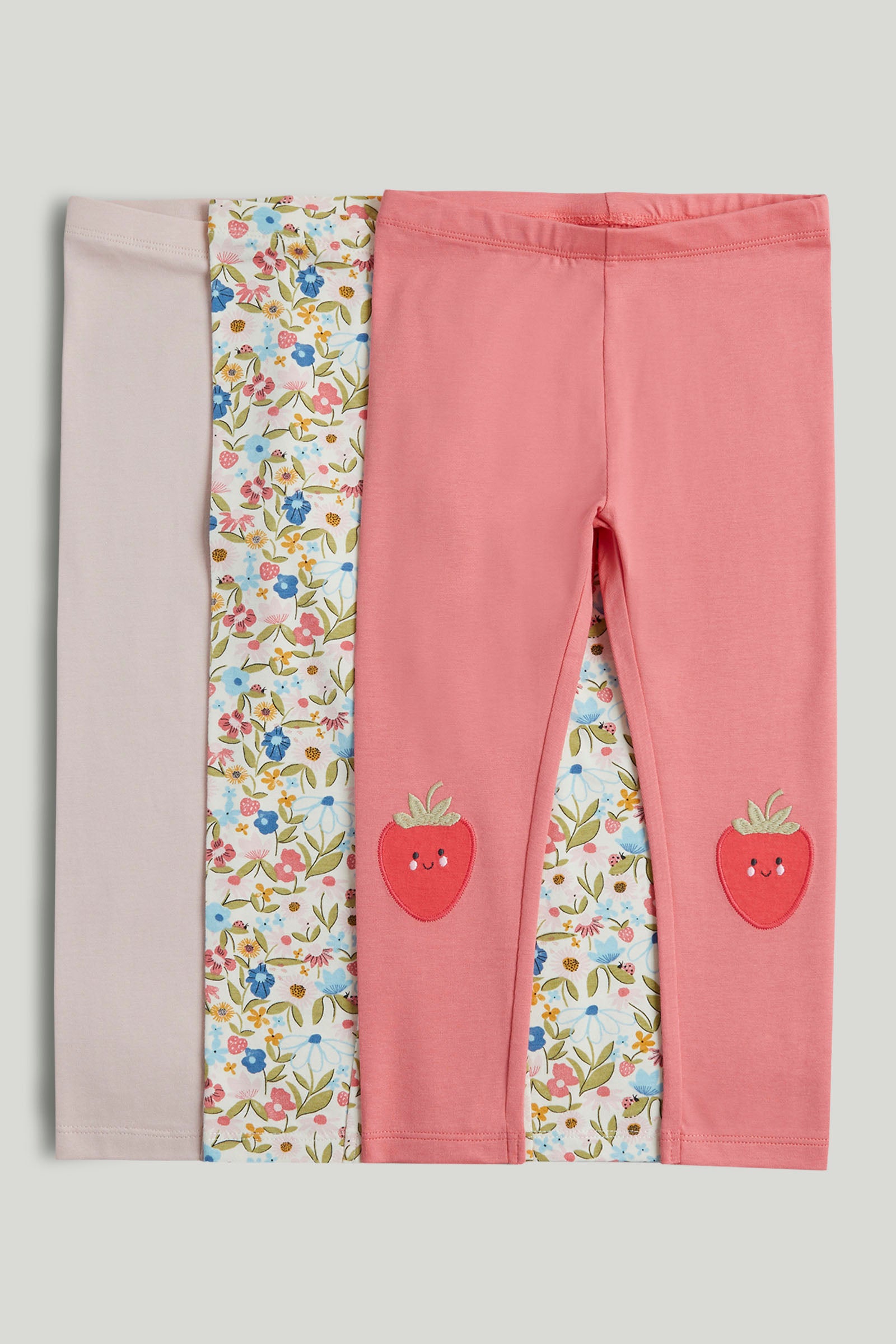 Girls Multi Print Cotton Blend Regular Fit 3-Pack Leggings