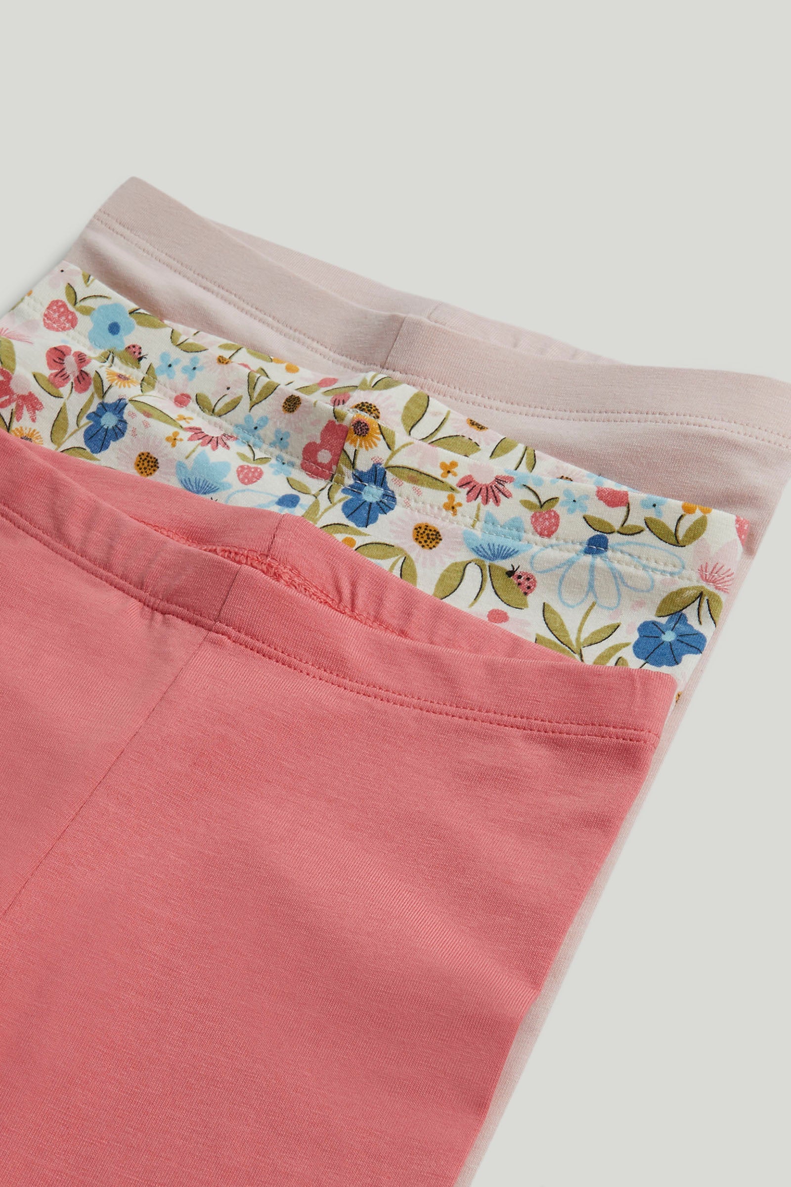 Girls Multi Print Cotton Blend Regular Fit 3-Pack Leggings