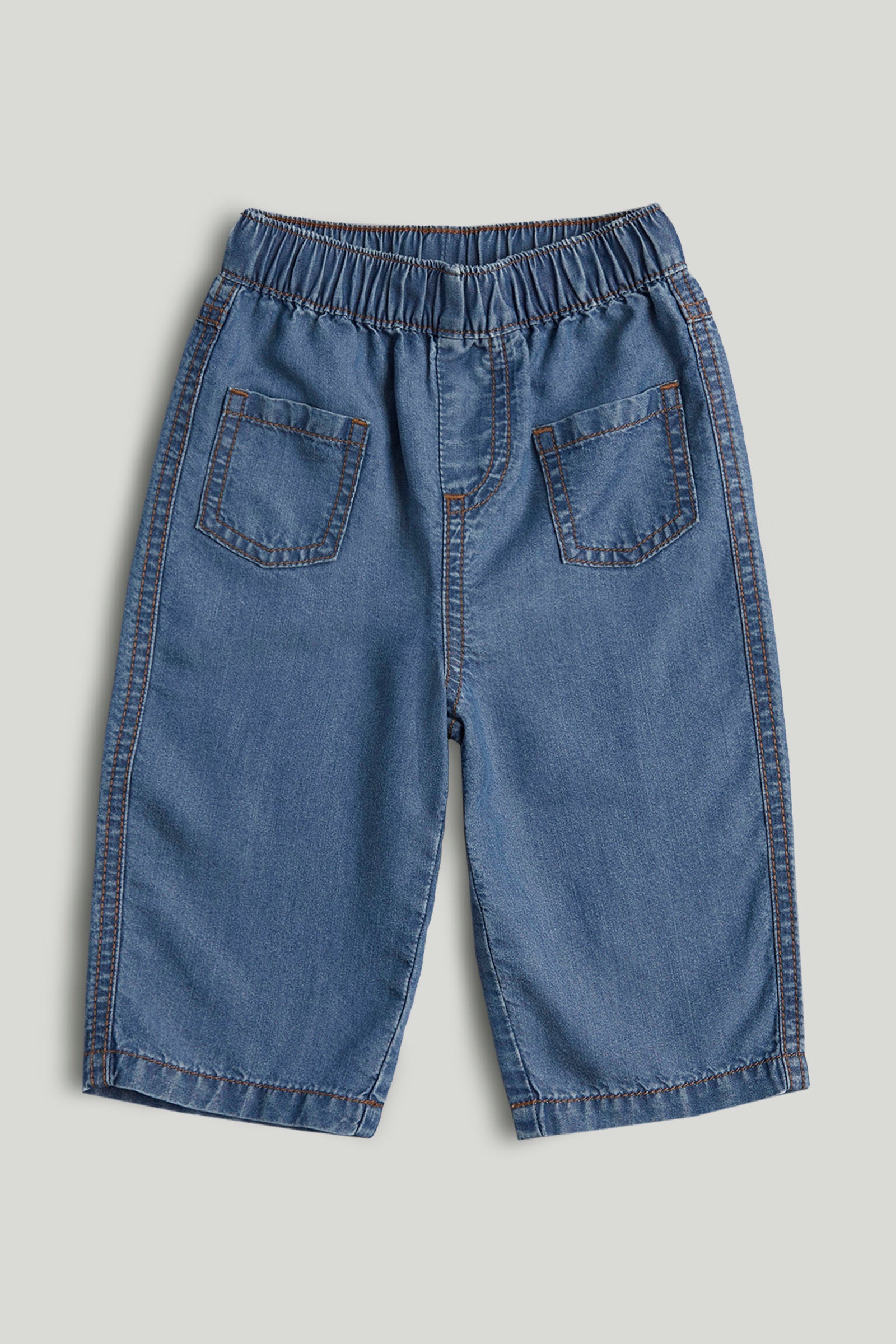 Girls Blue Cotton Regular Fit Barrel Leg Jeans