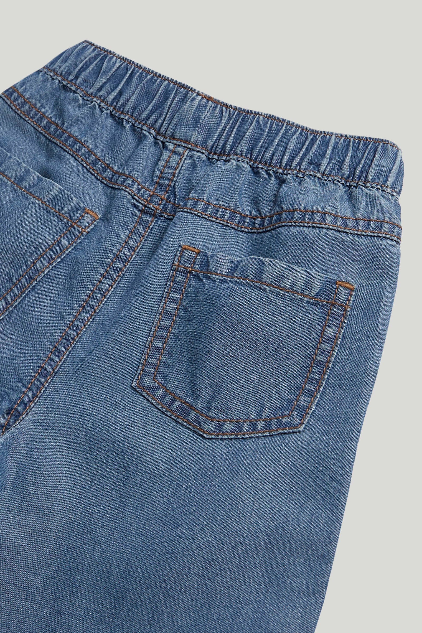 Girls Blue Cotton Regular Fit Barrel Leg Jeans