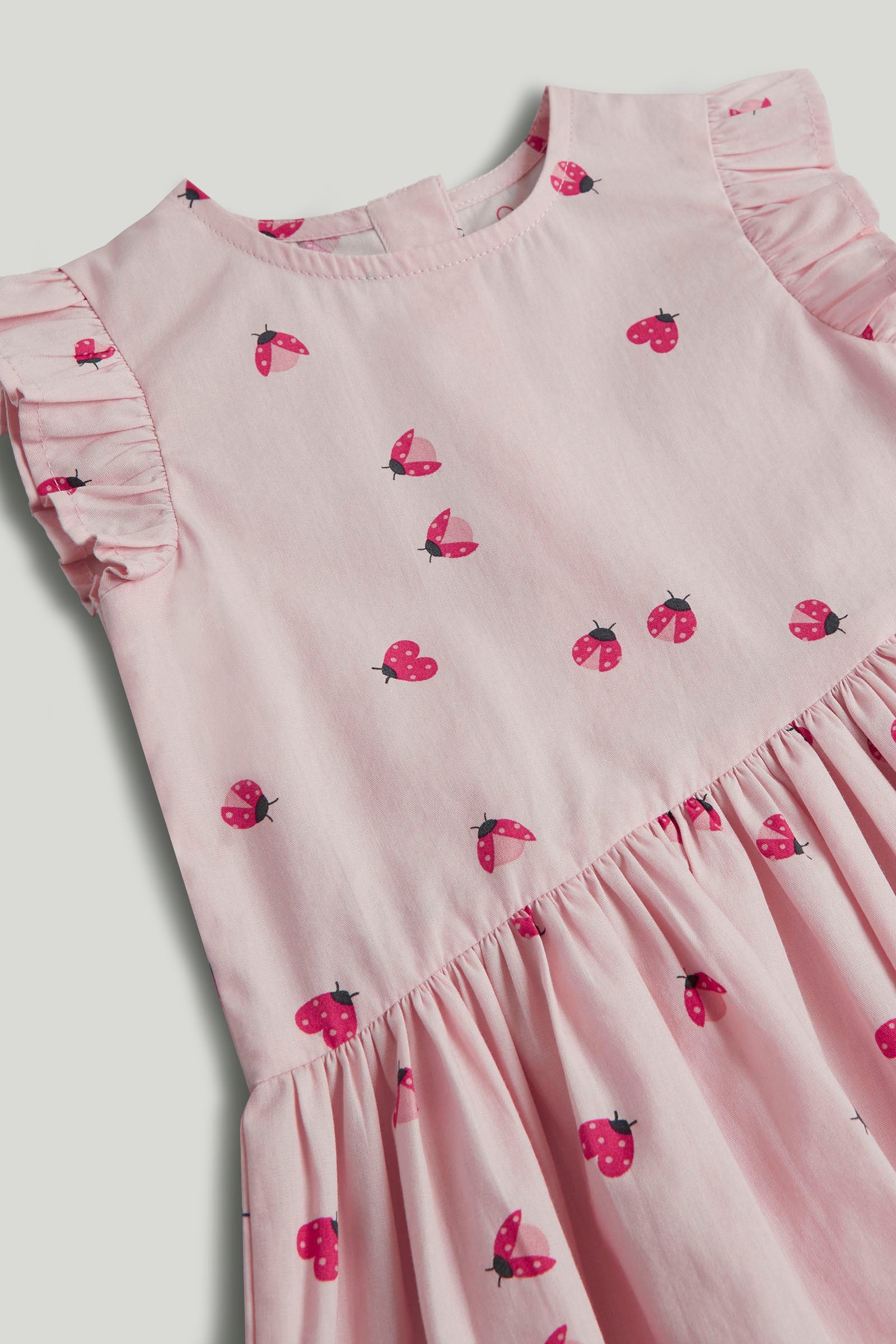 Girls Pink Printed Cotton Poplin Regular Fit Dress