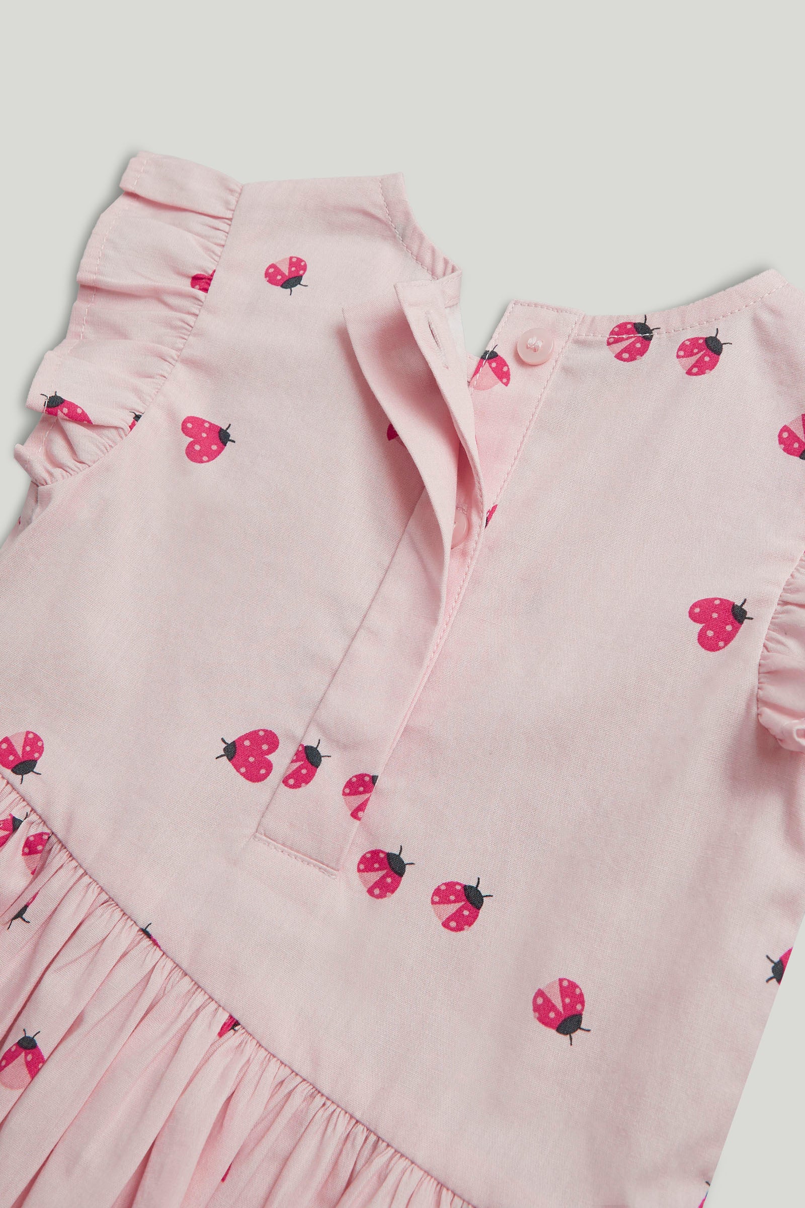 Girls Pink Printed Cotton Poplin Regular Fit Dress