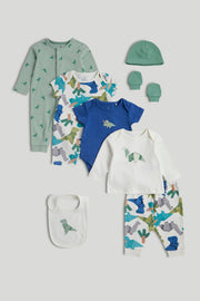 Baby Girls Multi Cotton Printed 8 Piece Clothing Set