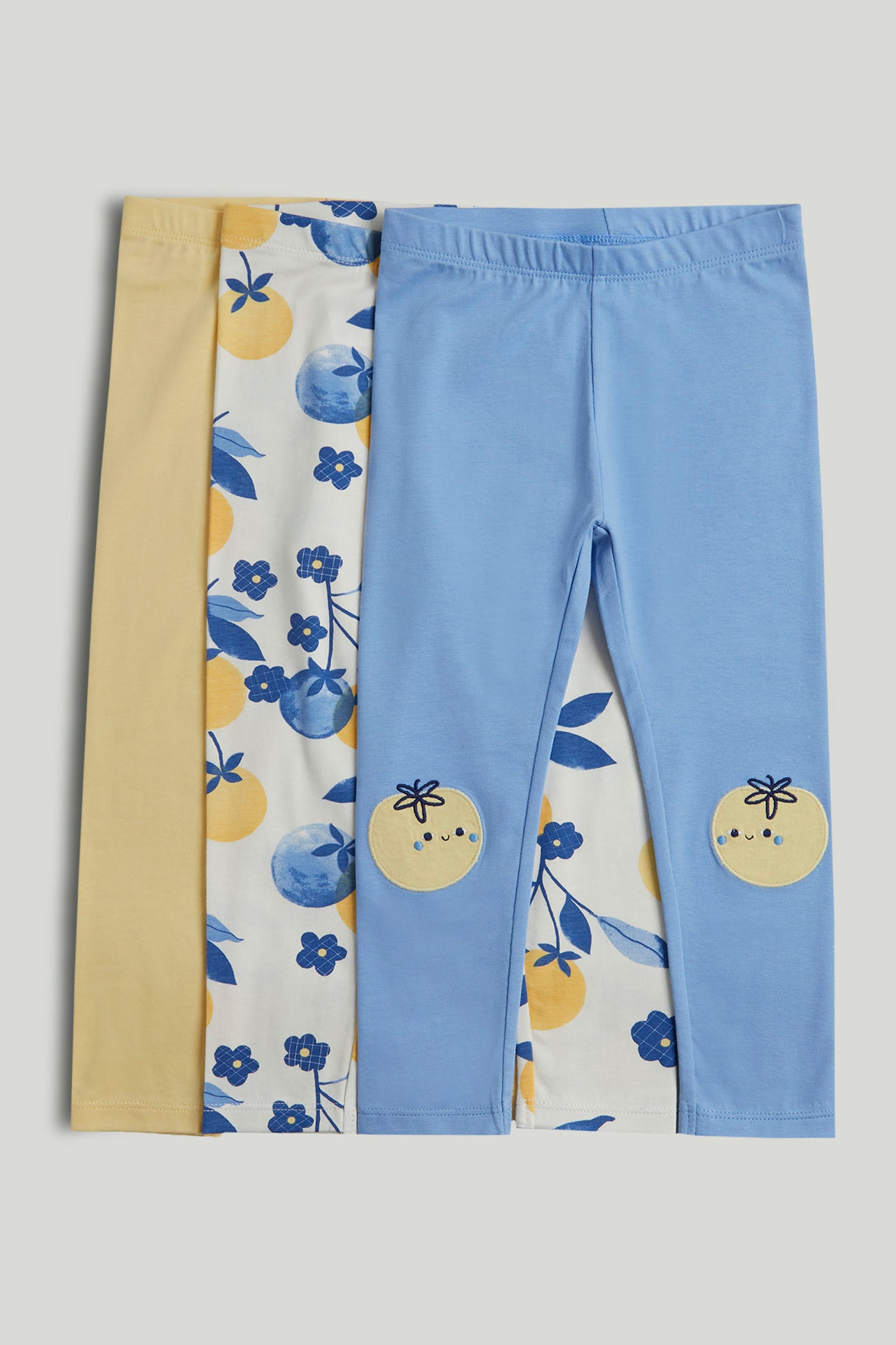 Girls Printed Cotton Elastane Regular Fit 3 Pack Leggings