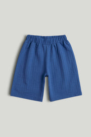 Boys Blue Seersucker Jersey Cotton Regular Fit Trouser