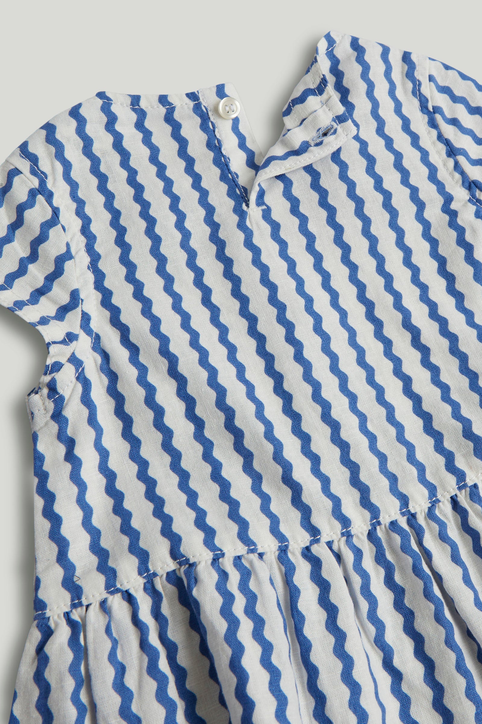 Girls Blue Linen Blend Striped Regular Fit Dress
