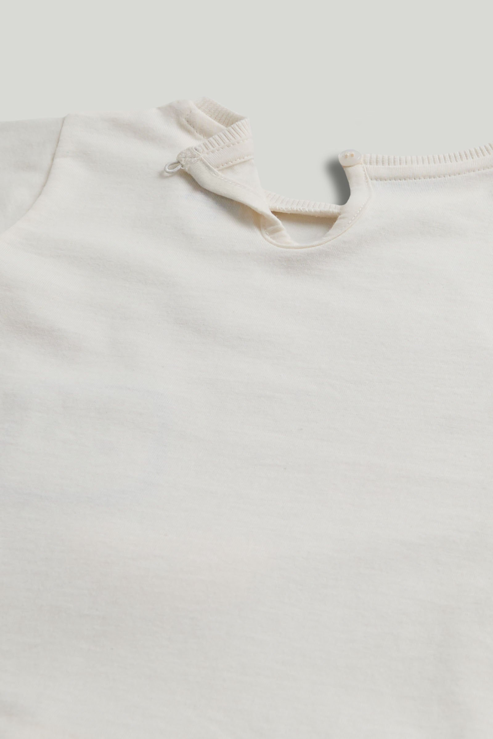 Girls White Cotton Peplum Placemat Print Regular Fit T-Shirt
