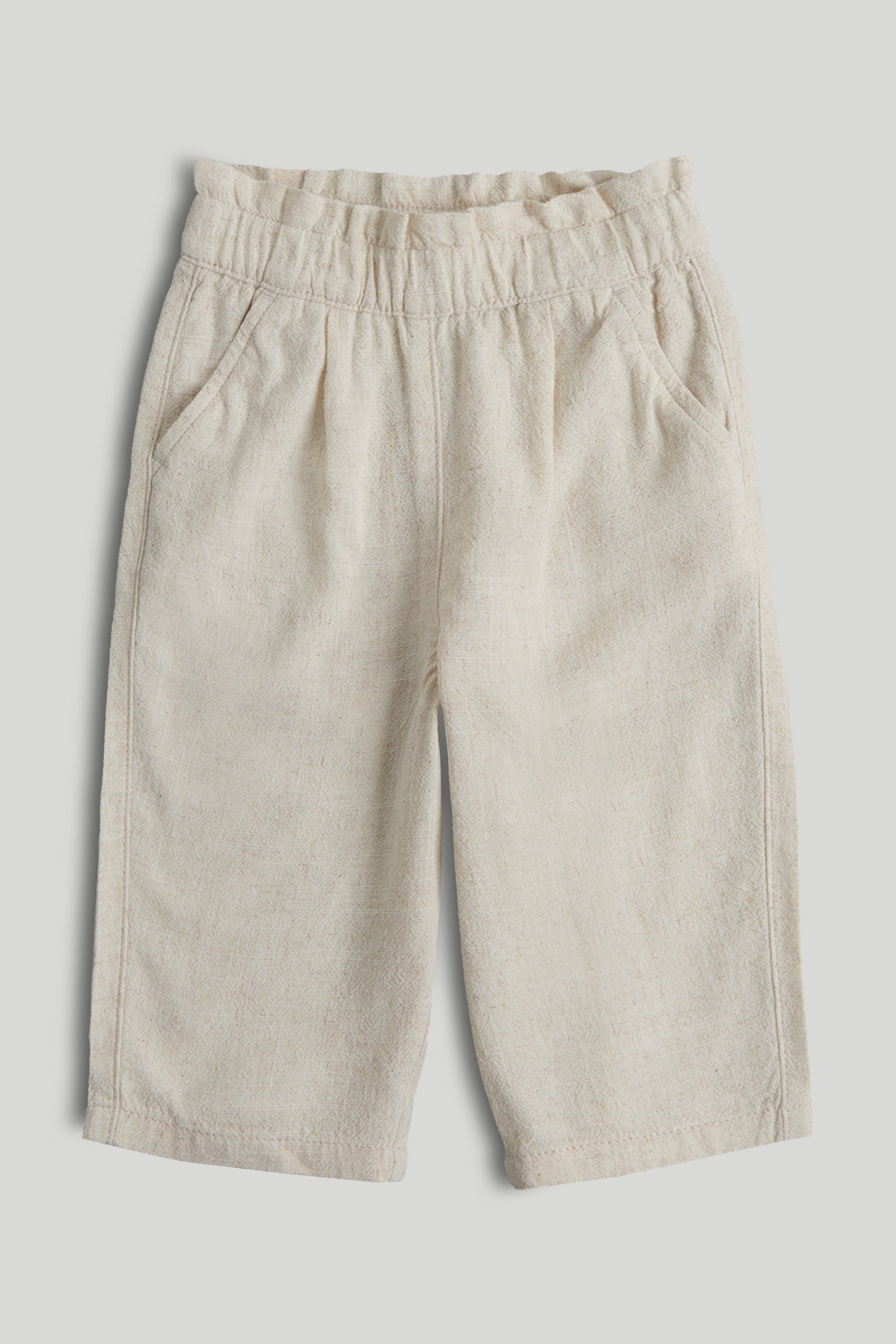 Girls Neutral Linen Look Viscose Blend Regular Fit Trouser