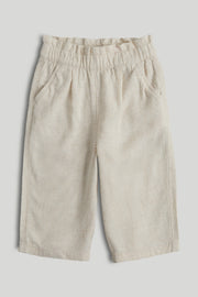 Girls Neutral Linen Look Viscose Blend Regular Fit Trouser