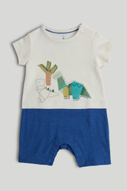 Baby Girls Multi Cotton Printed Mock Romper