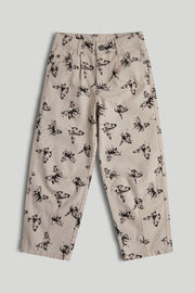 Boys Printed Cotton Fashion Jeans in White