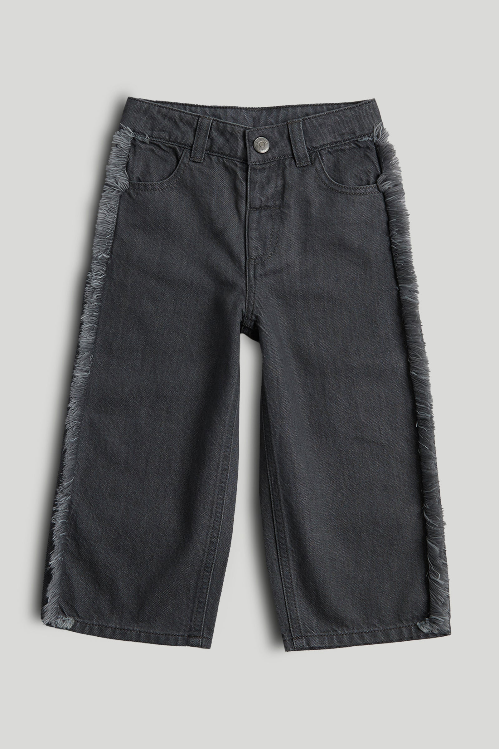 Boys Solid Cotton Barrel Fit Denim Jeans in Black