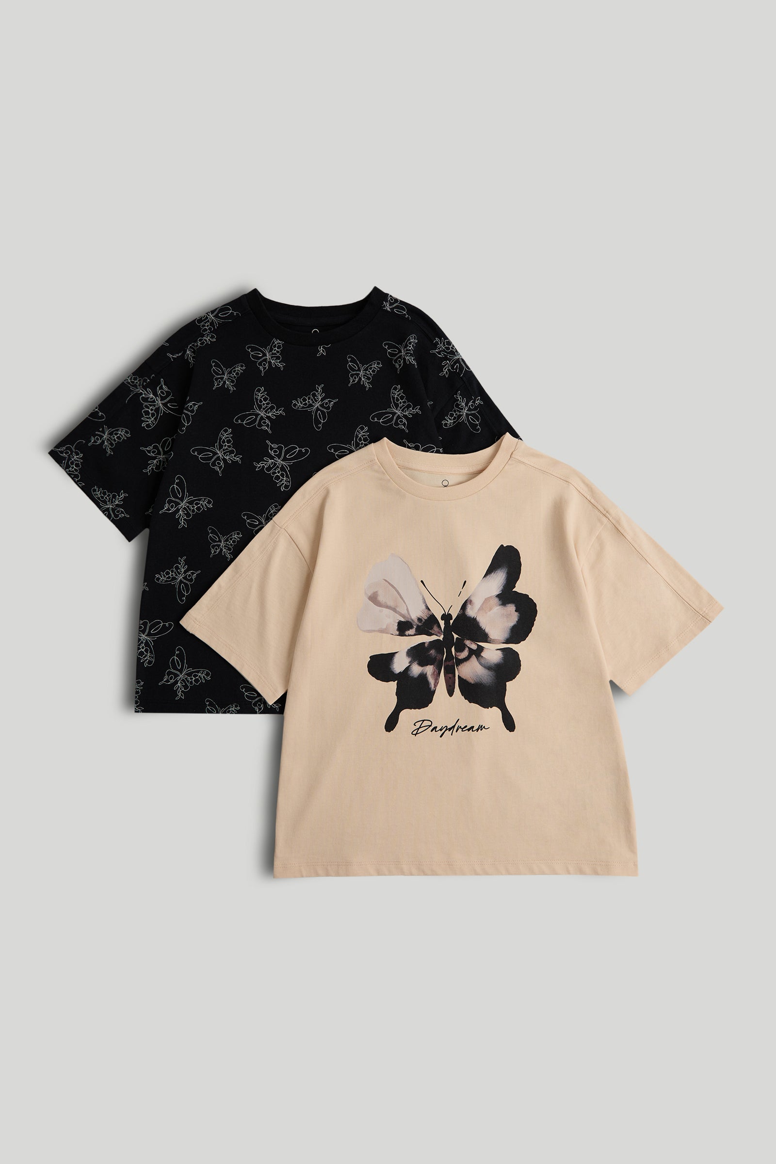 Boys Printed Cotton 2 Pack T-Shirts with Crew Neck