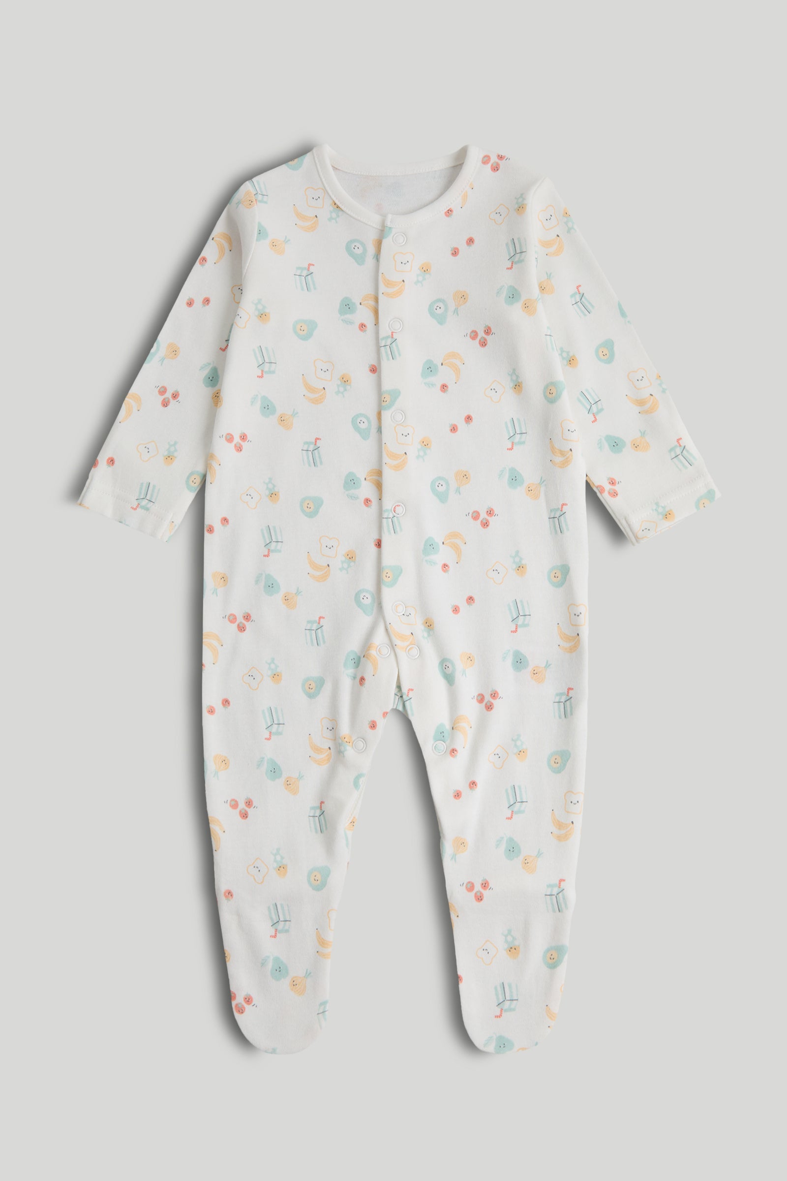 Kids Multi Breakfast Print Cotton Regular Fit 3-Pack Sleepsuits