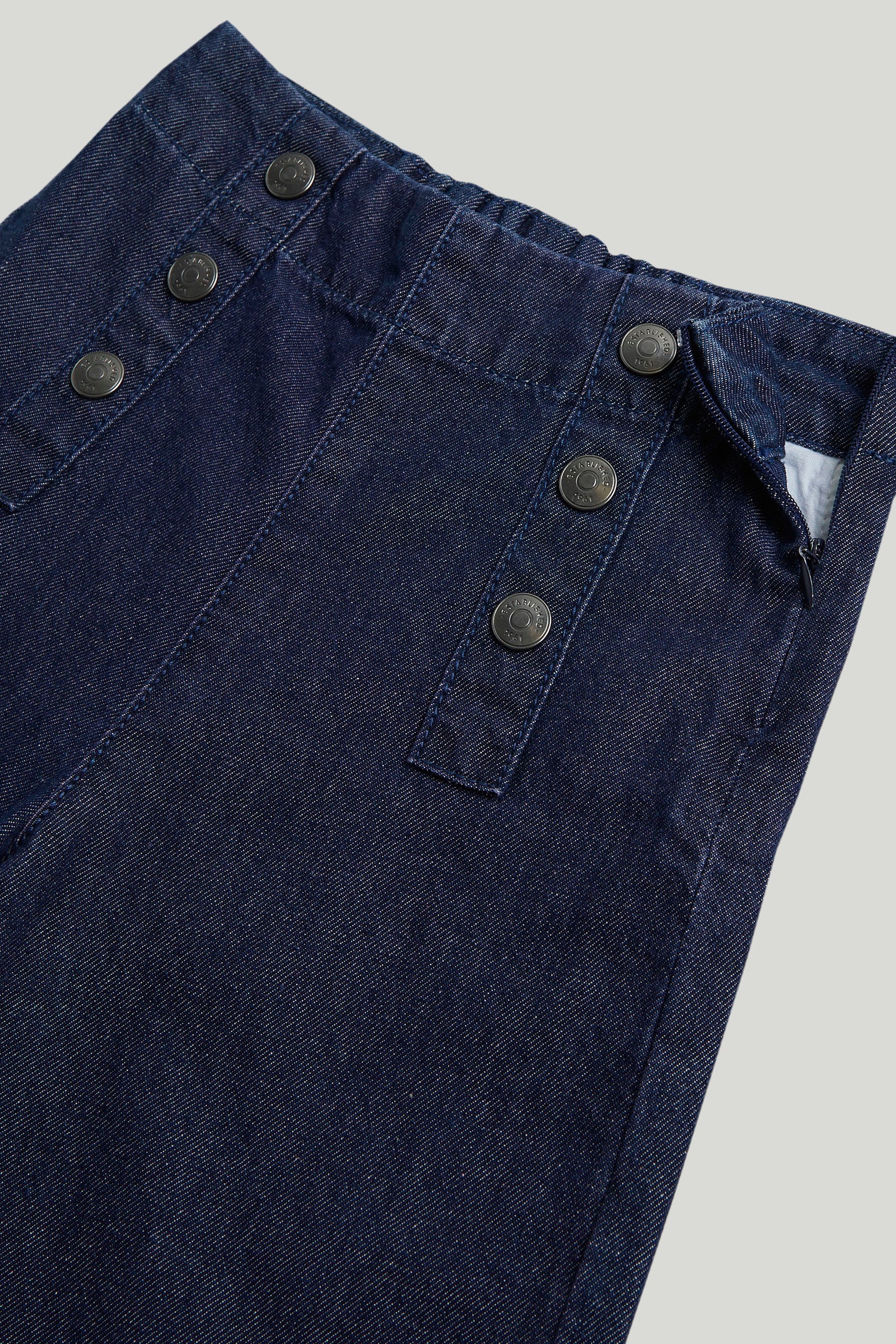 Boys Solid Cotton Wide Leg Jeans in Navy