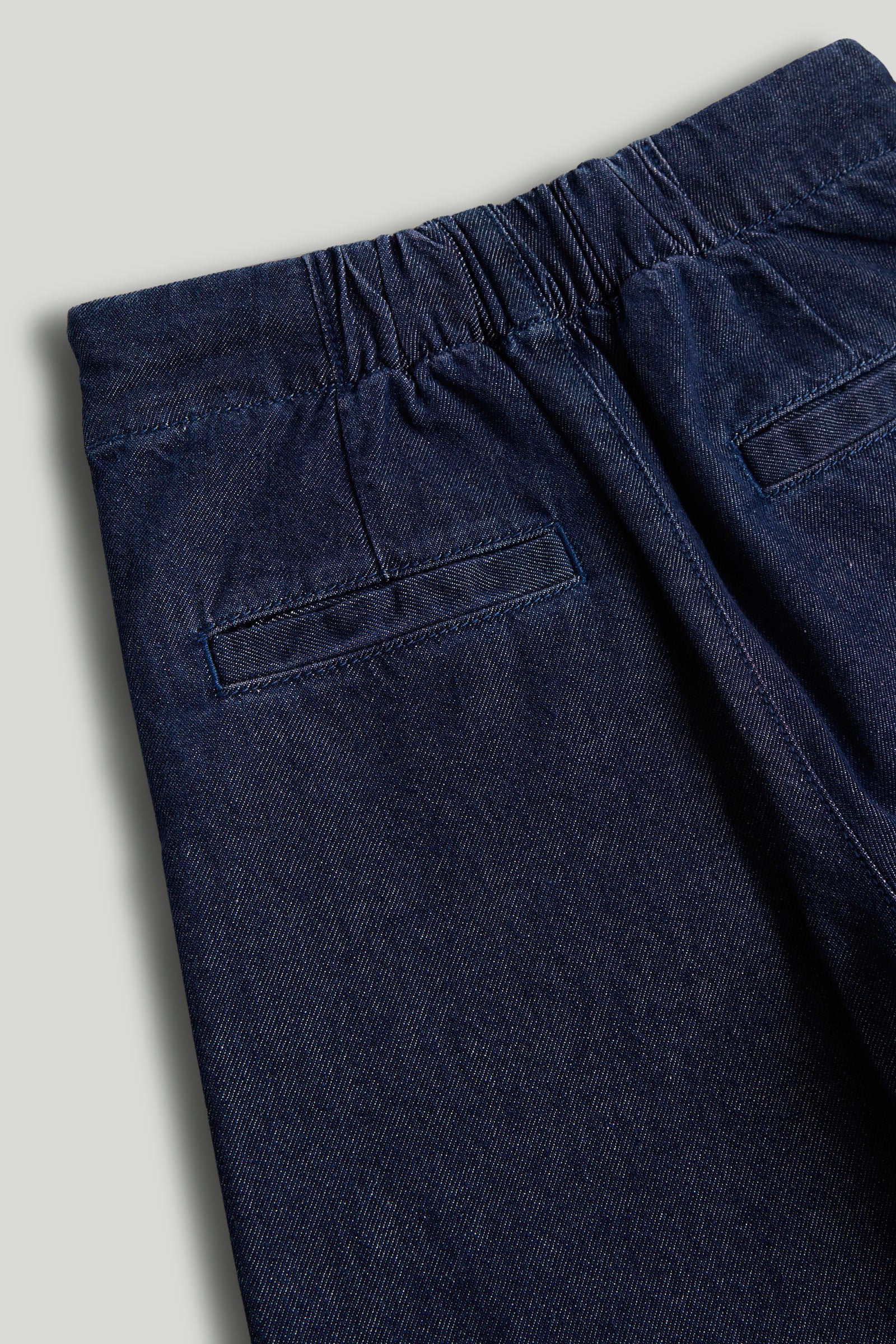 Boys Solid Cotton Wide Leg Jeans in Navy