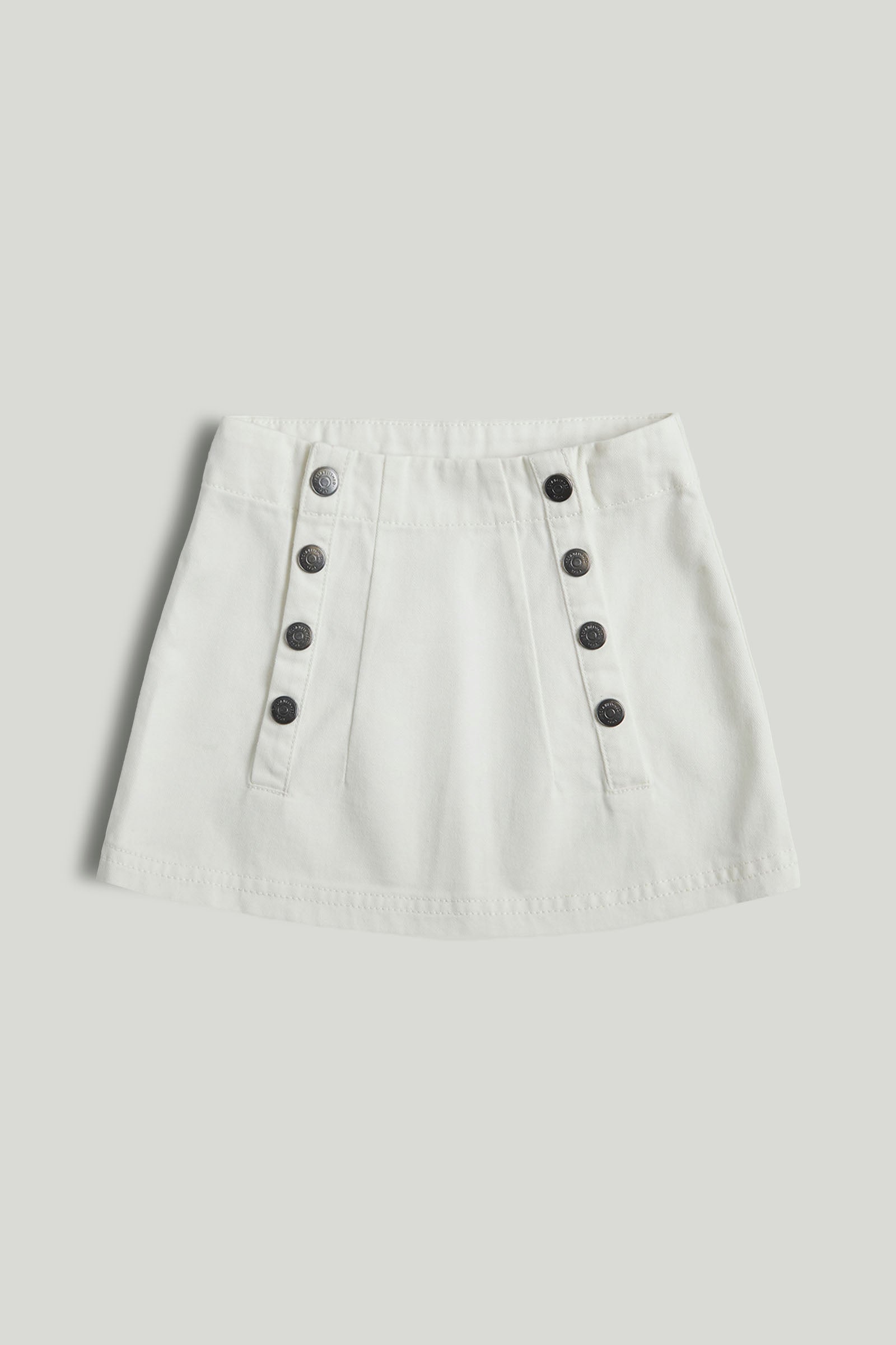 Girls Solid Cotton Fashion Skirt in White